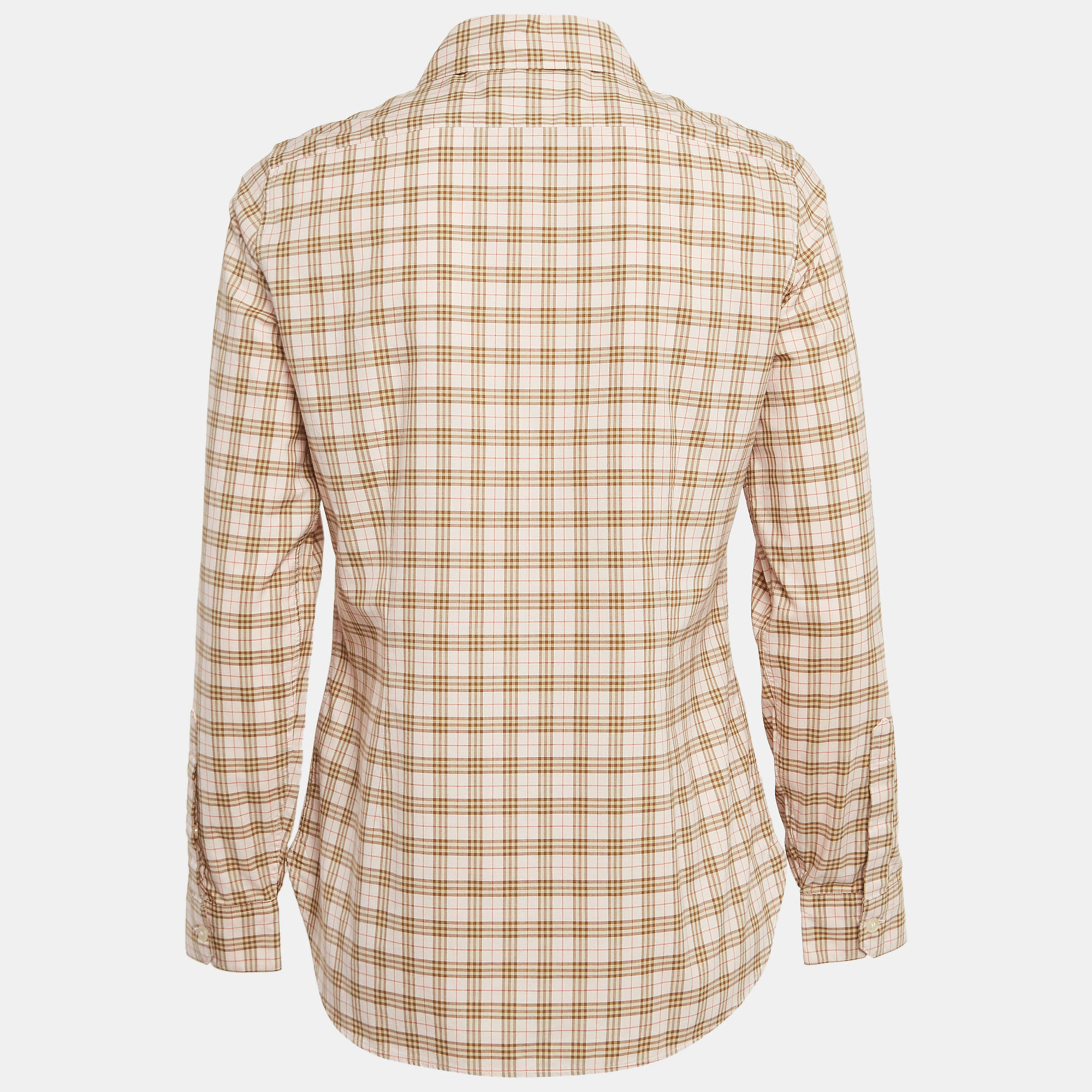 Burberry Pink Checked Cotton Button Front Shirt S