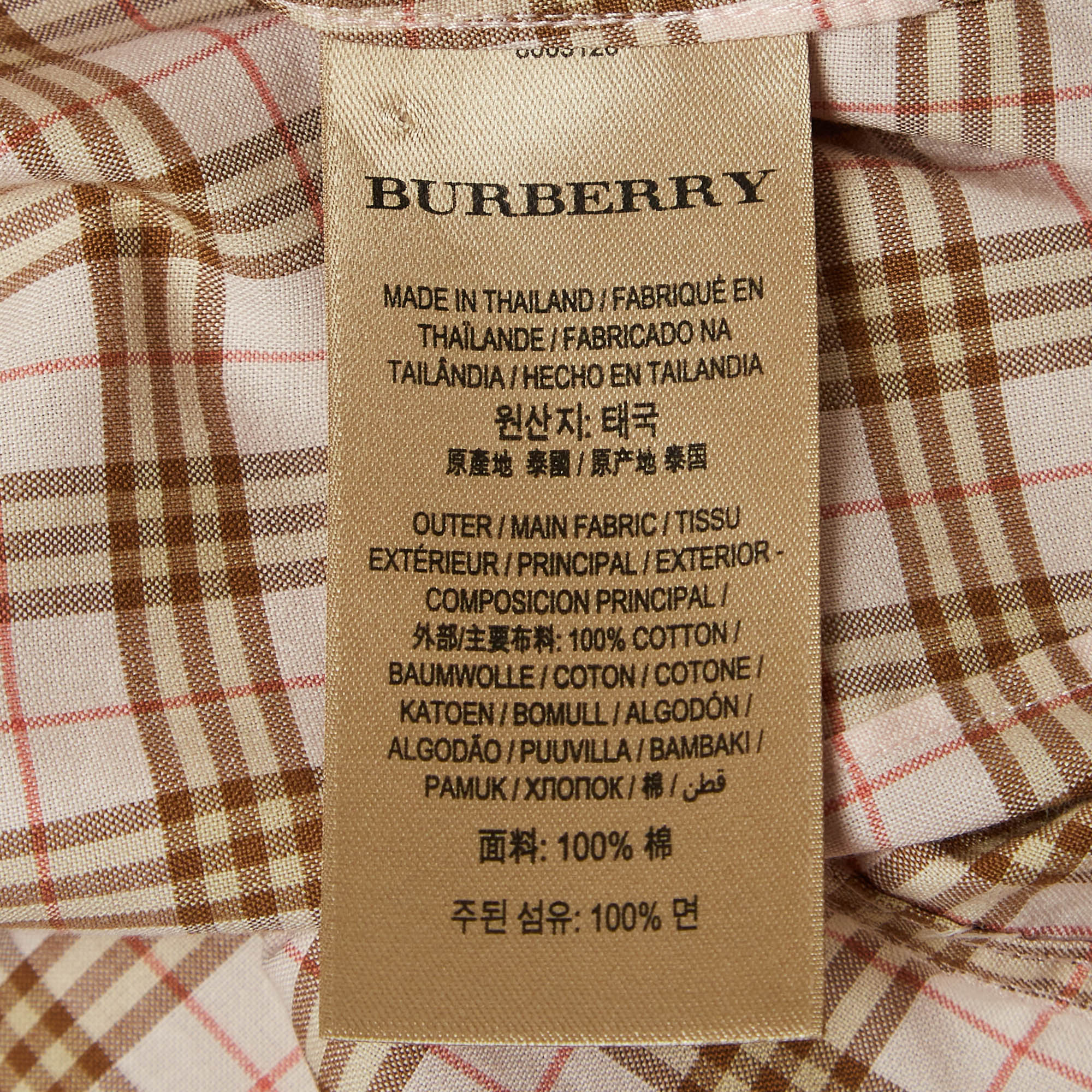 Burberry Pink Checked Cotton Button Front Shirt S