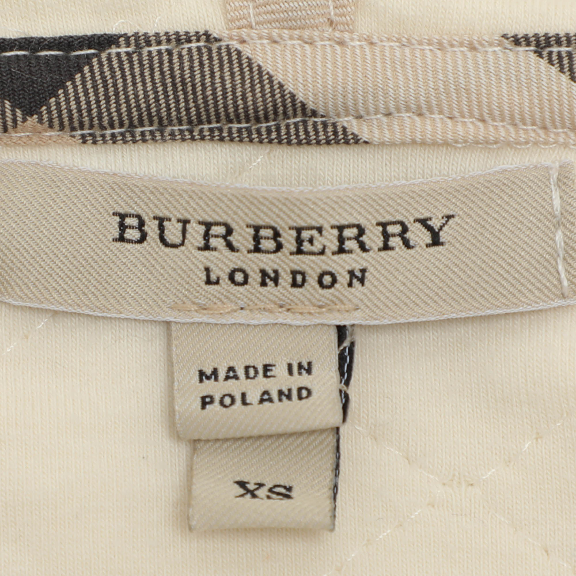 Burberry Cream Quilted Fabric Hooded Jacket XS