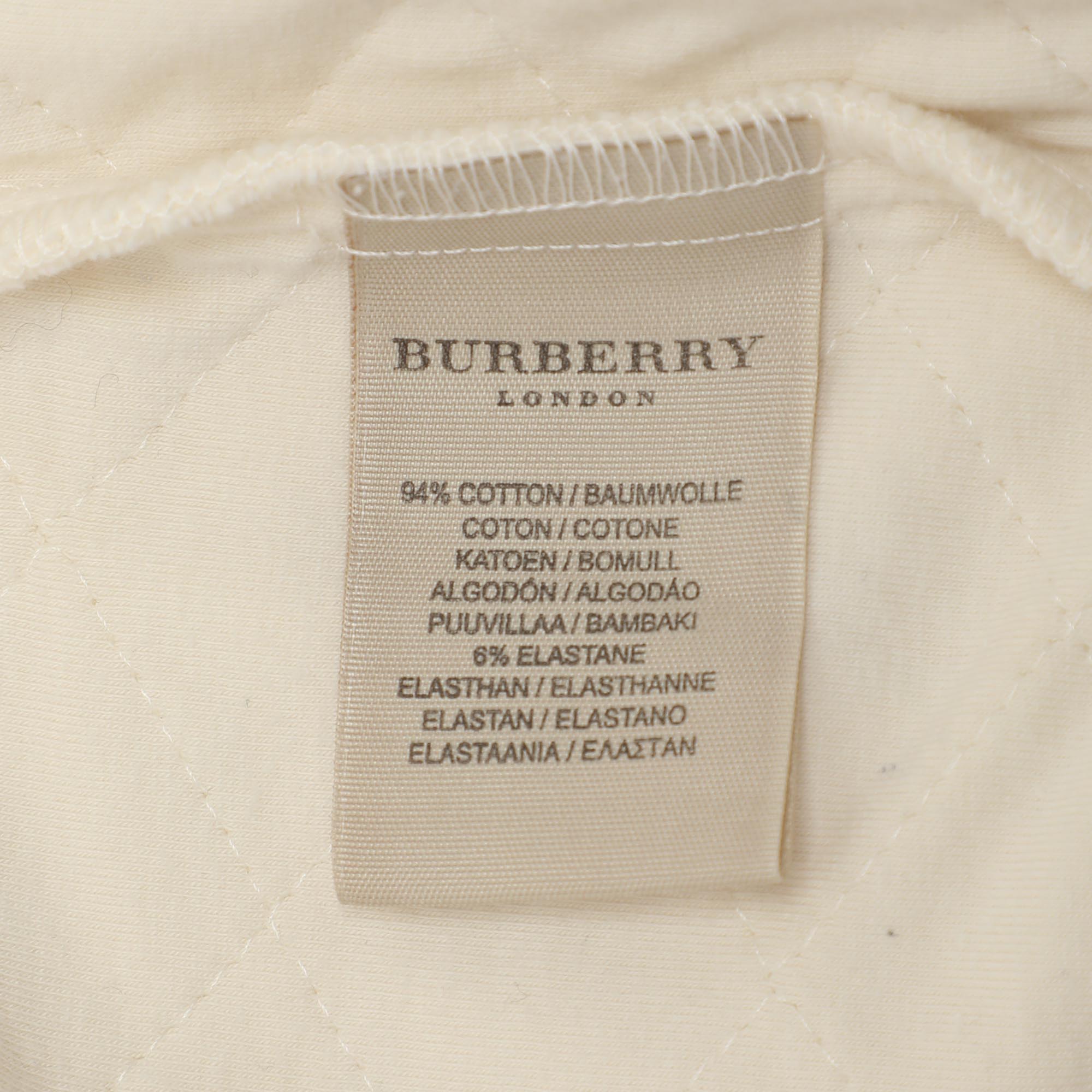 Burberry Cream Quilted Fabric Hooded Jacket XS