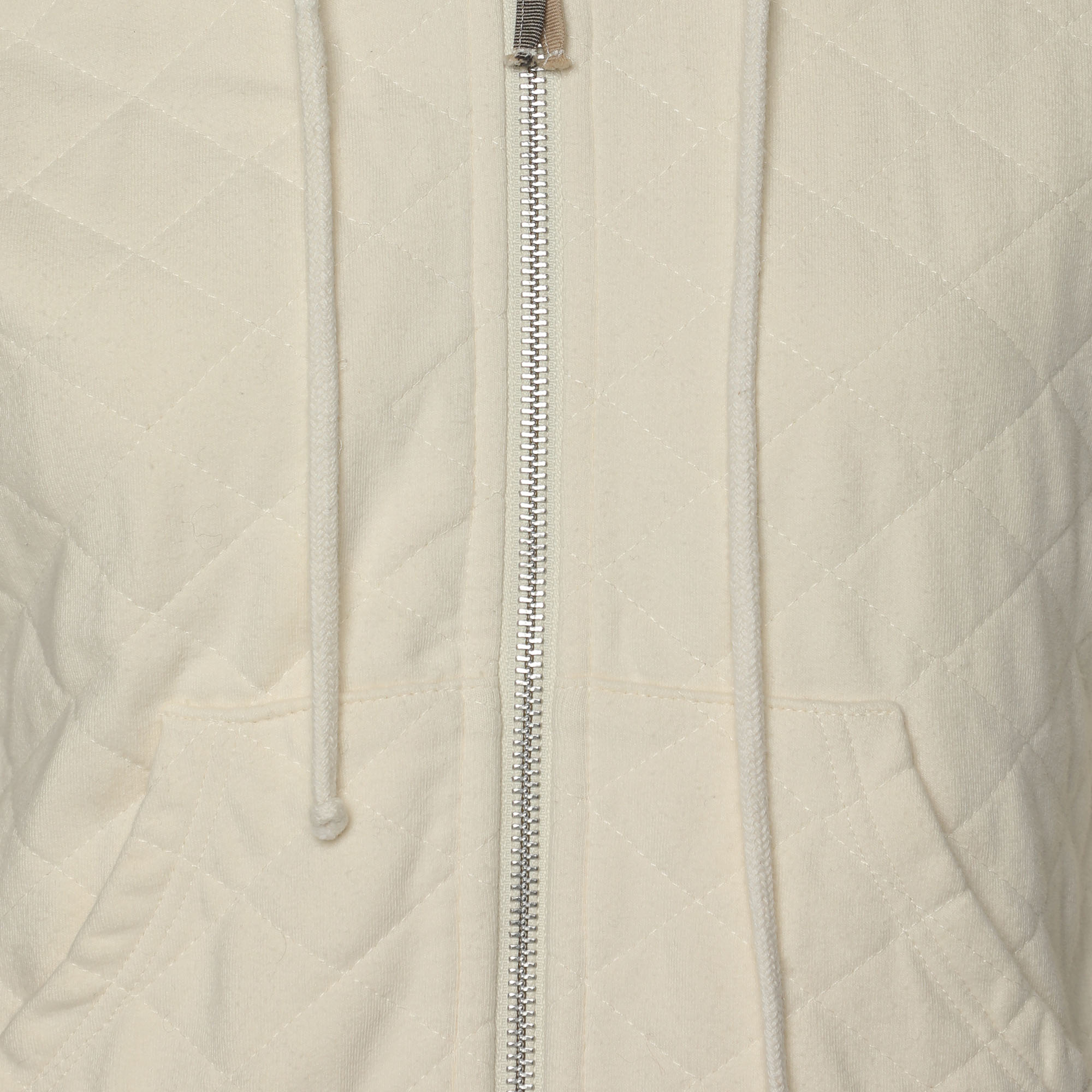 Burberry Cream Quilted Fabric Hooded Jacket XS