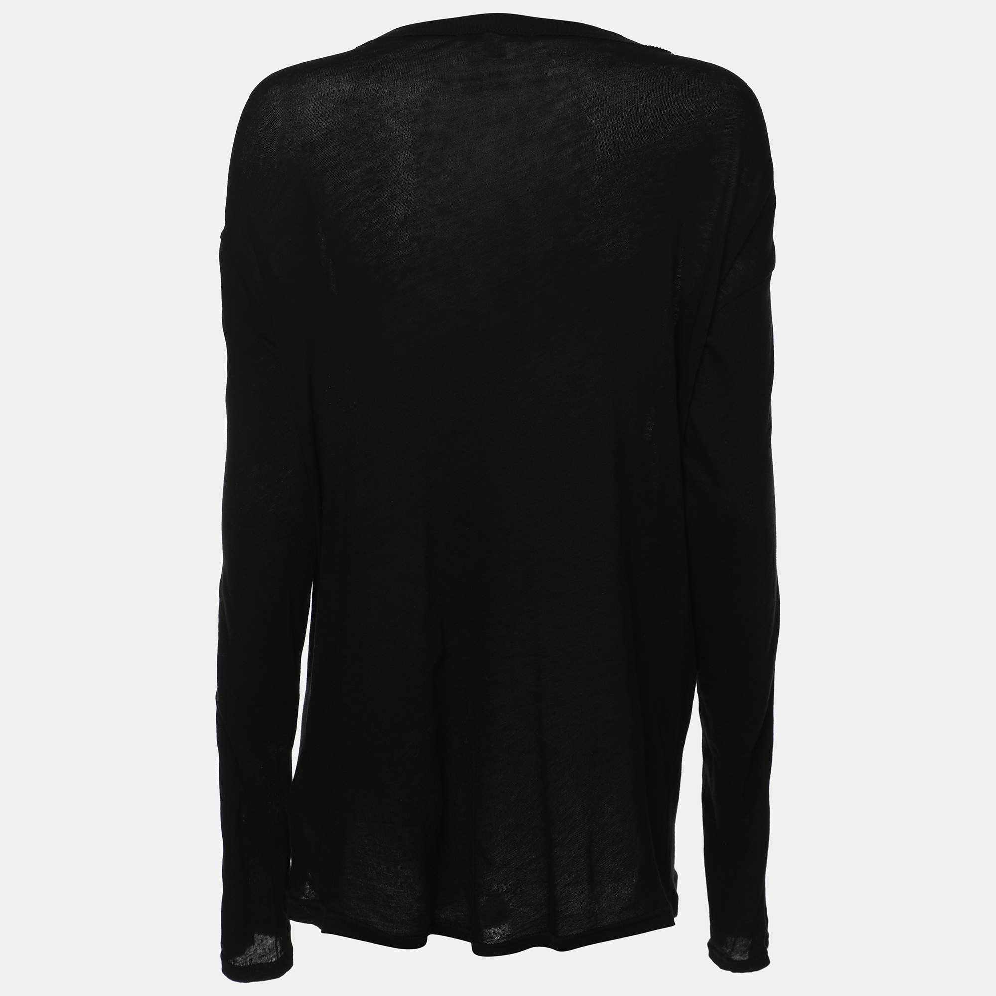 Burberry Black Cotton Long Sleeve Top M