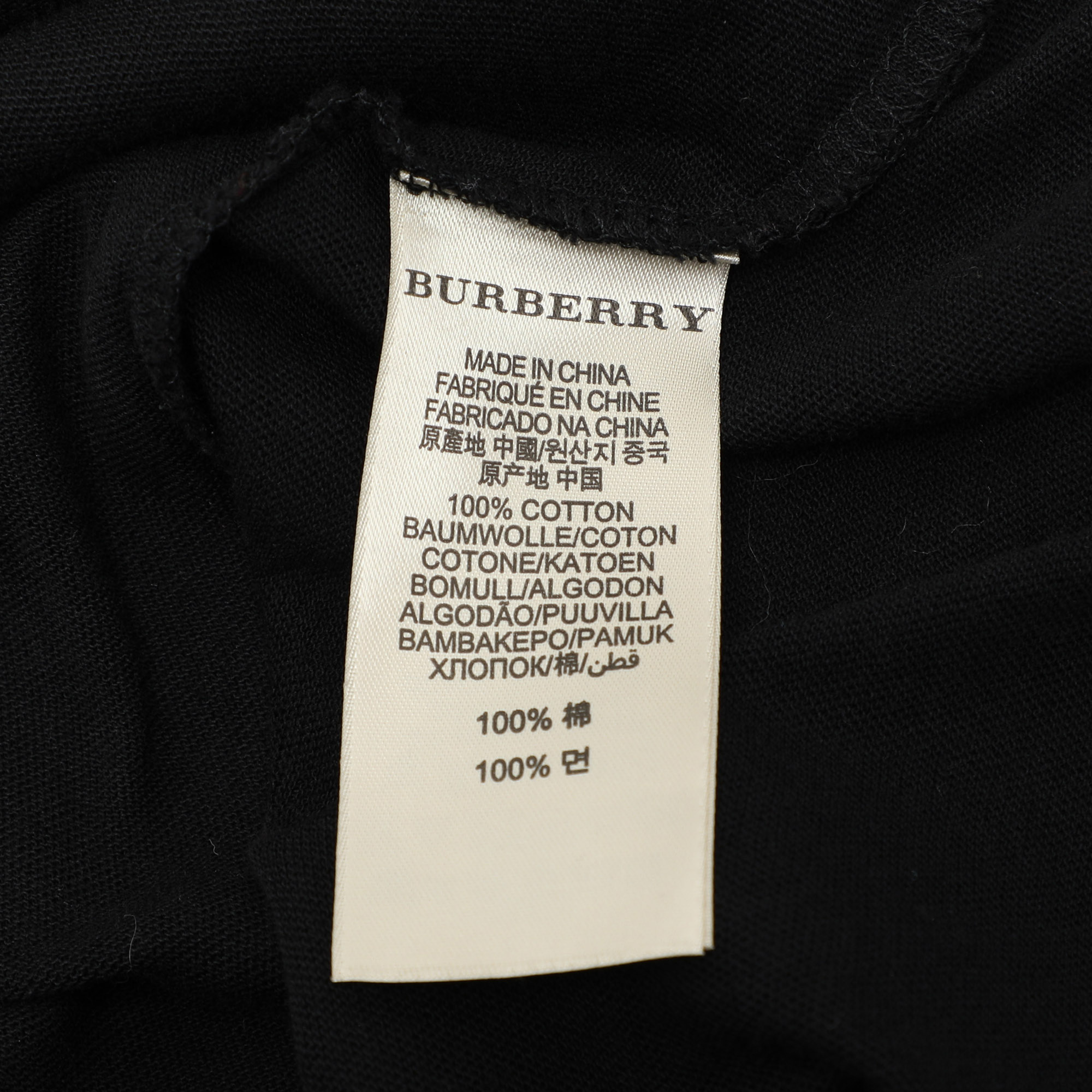 Burberry Black Cotton Long Sleeve Top M