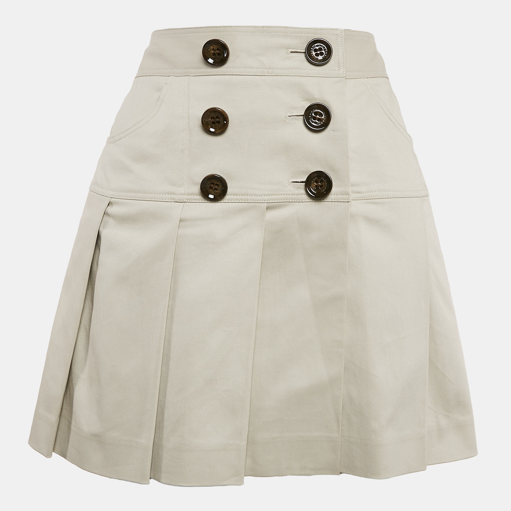 Burberry Beige Cotton Double Breasted Mini Skirt S