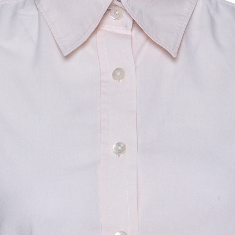 Burberry Light Pink Cotton Button Down Full Sleeve Shirt S