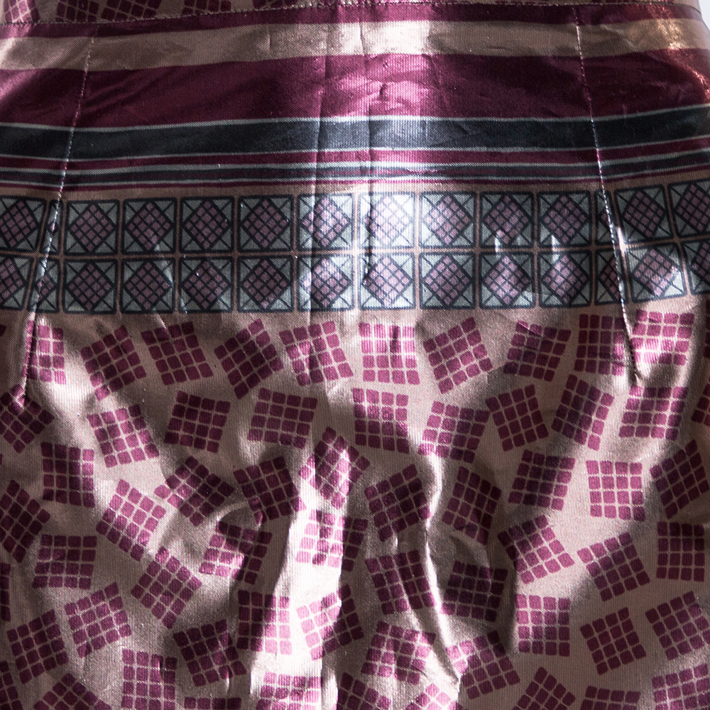 Burberry Champagne Pink Printed Lamé Pencil Skirt M