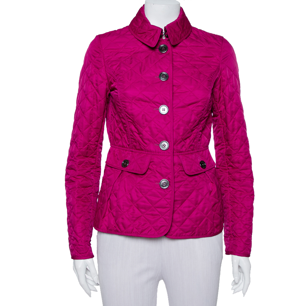Burberry Brit Fuschia Pink Synthetic Quilted Jacket S