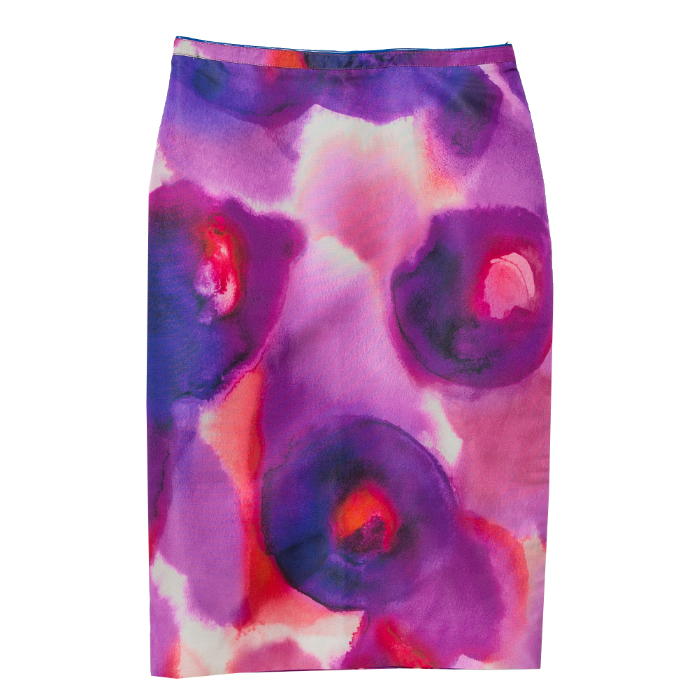Burberry Prorsum Multicolor Silk & Cotton Pencil Skirt S