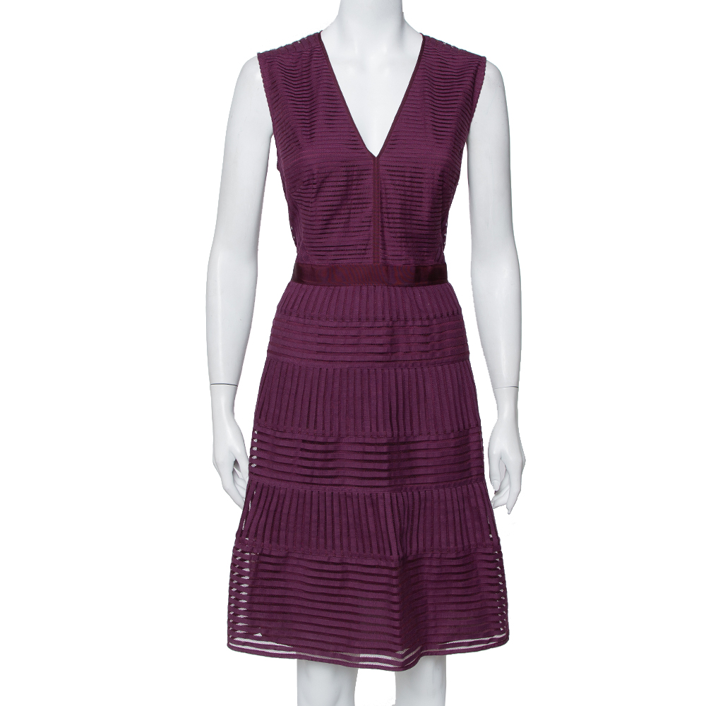 Burberry Purple Cotton Sleeveless Midi Dress L