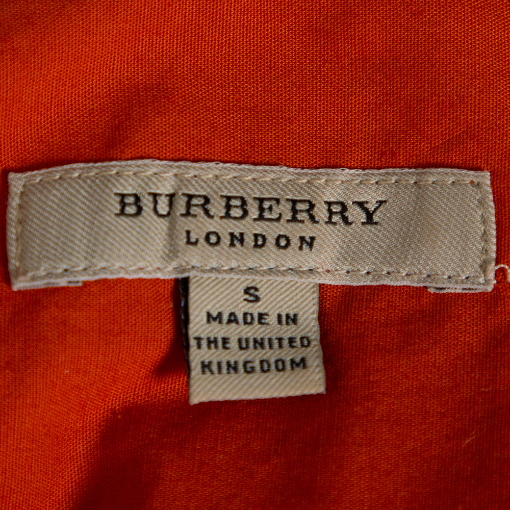 Burberry Orange Cotton Pocket Detail Button Front Shirt S