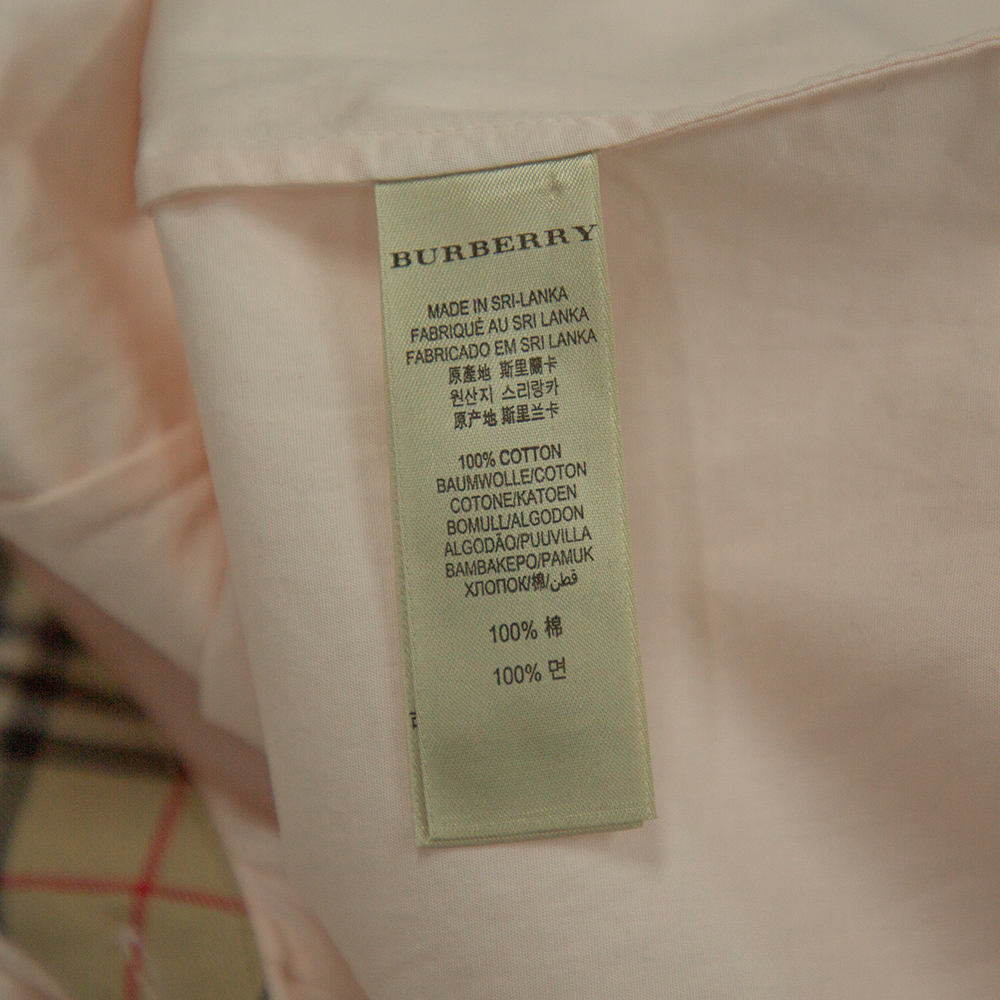 Burberry Brit Pink Cotton Nova Check Trim Detail Button Front Shirt M