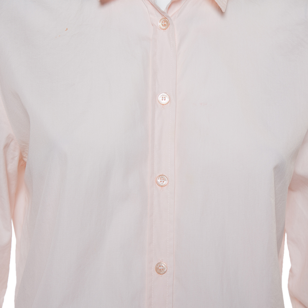 Burberry Brit Pink Cotton Nova Check Trim Detail Button Front Shirt M