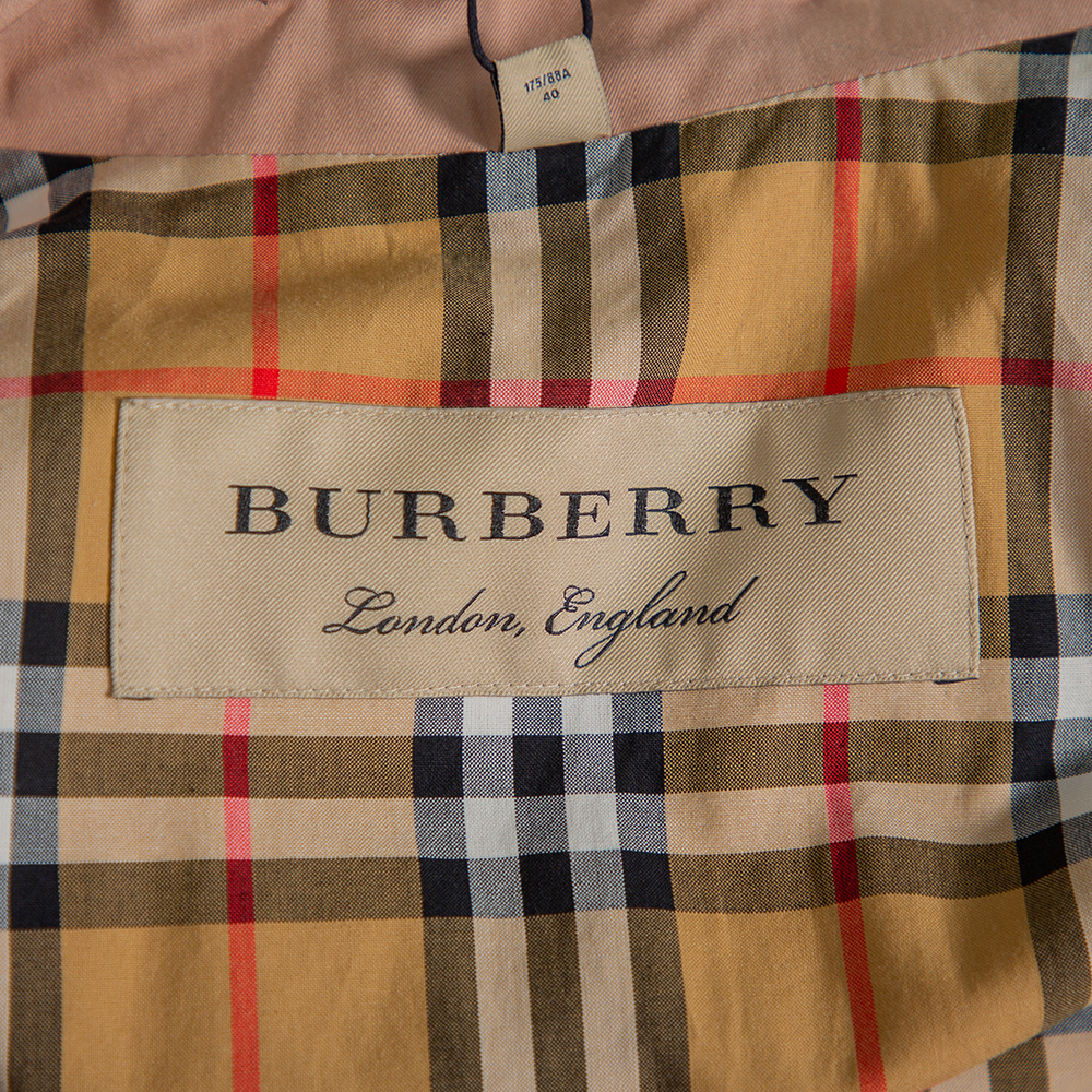 Burberry Pink Cotton Belted Double Breasted Aldeby Trench Coat M