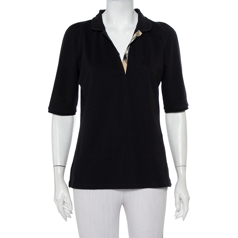 Burberry Brit Black Cotton Knit Polo T-Shirt L