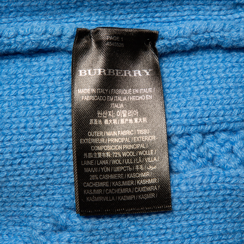 Burberry Blue Wool & Cashmere Ruffle Detail Sweater XS