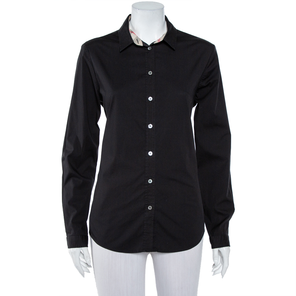 Burberry Brit Black Cotton Button Front Shirt L