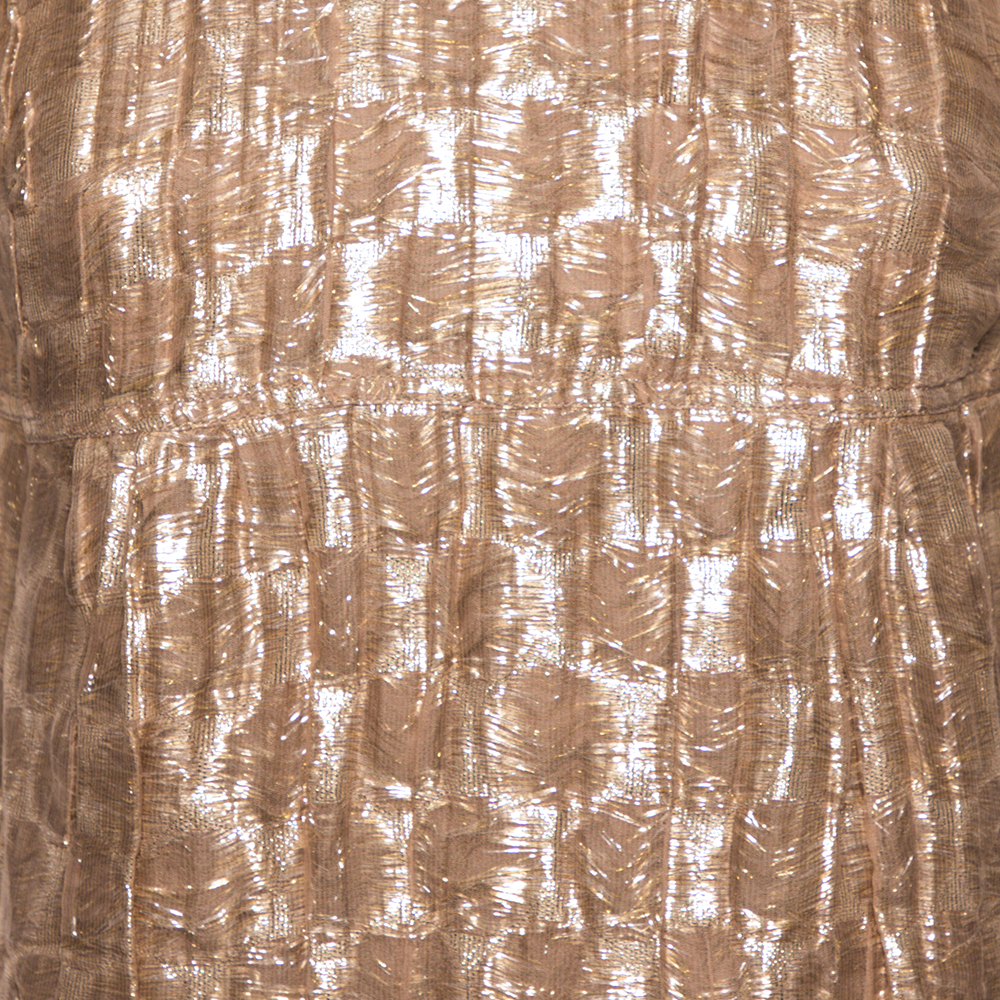 Burberry Metallic Silk Puffed Sleeve Detail Blouse S