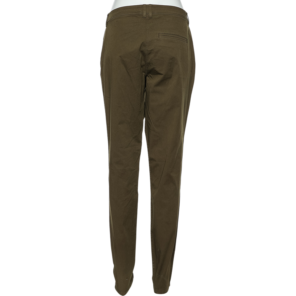 Burberry Brit Khaki Green Cotton Pleated Pants L