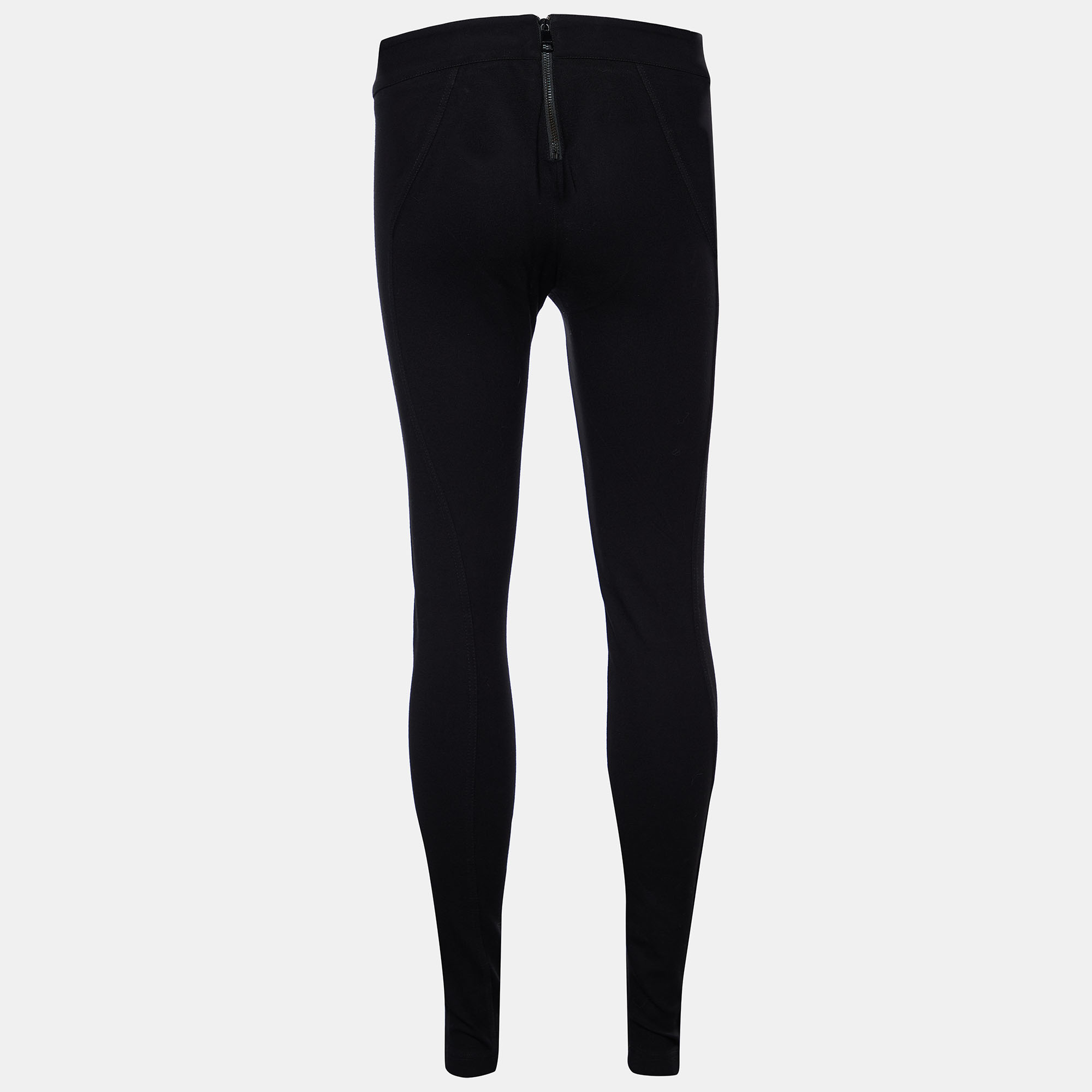 Burberry Black Knit Zip Detail Leggings XS