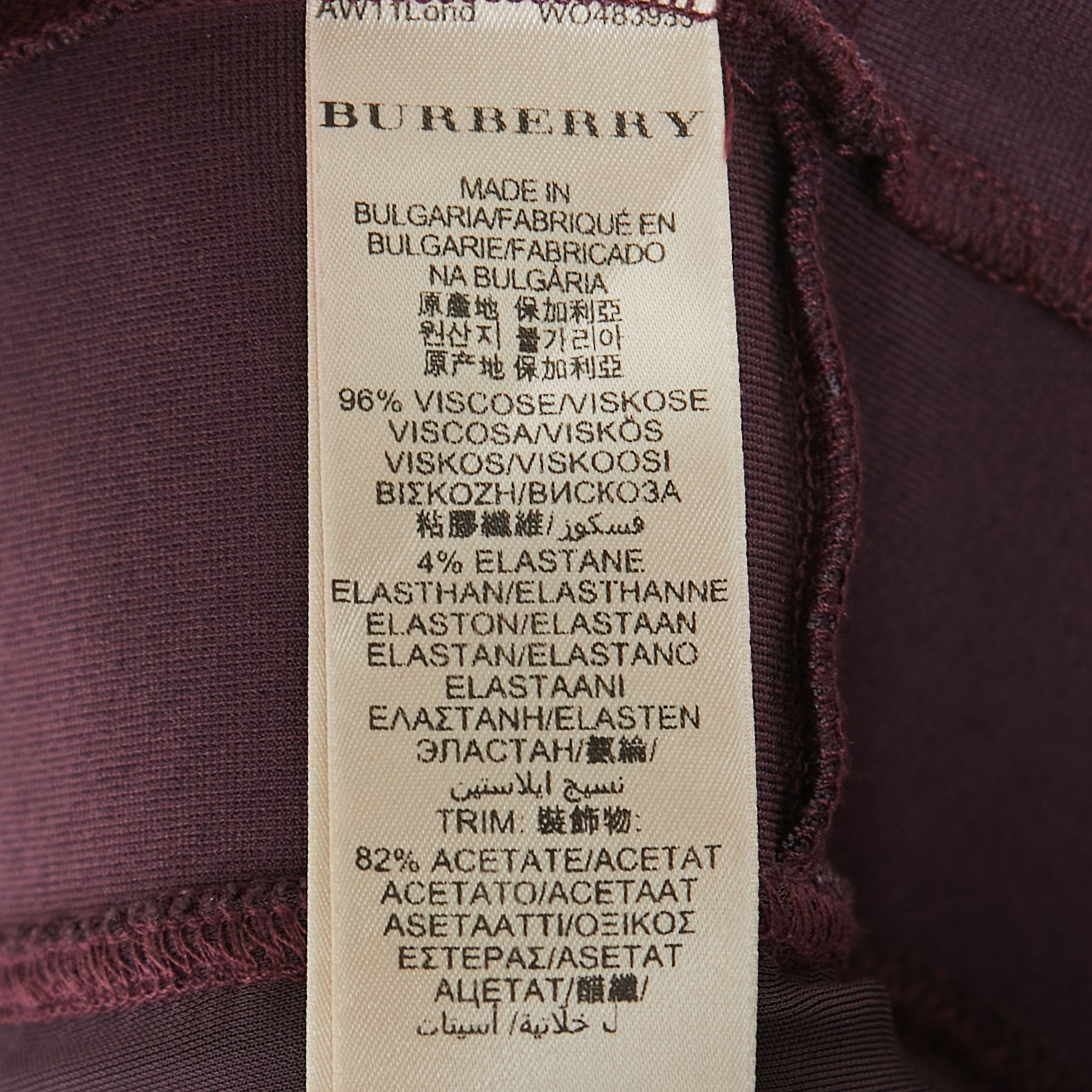 Burberry Purple Jersey Ruched Bodycon Dress S