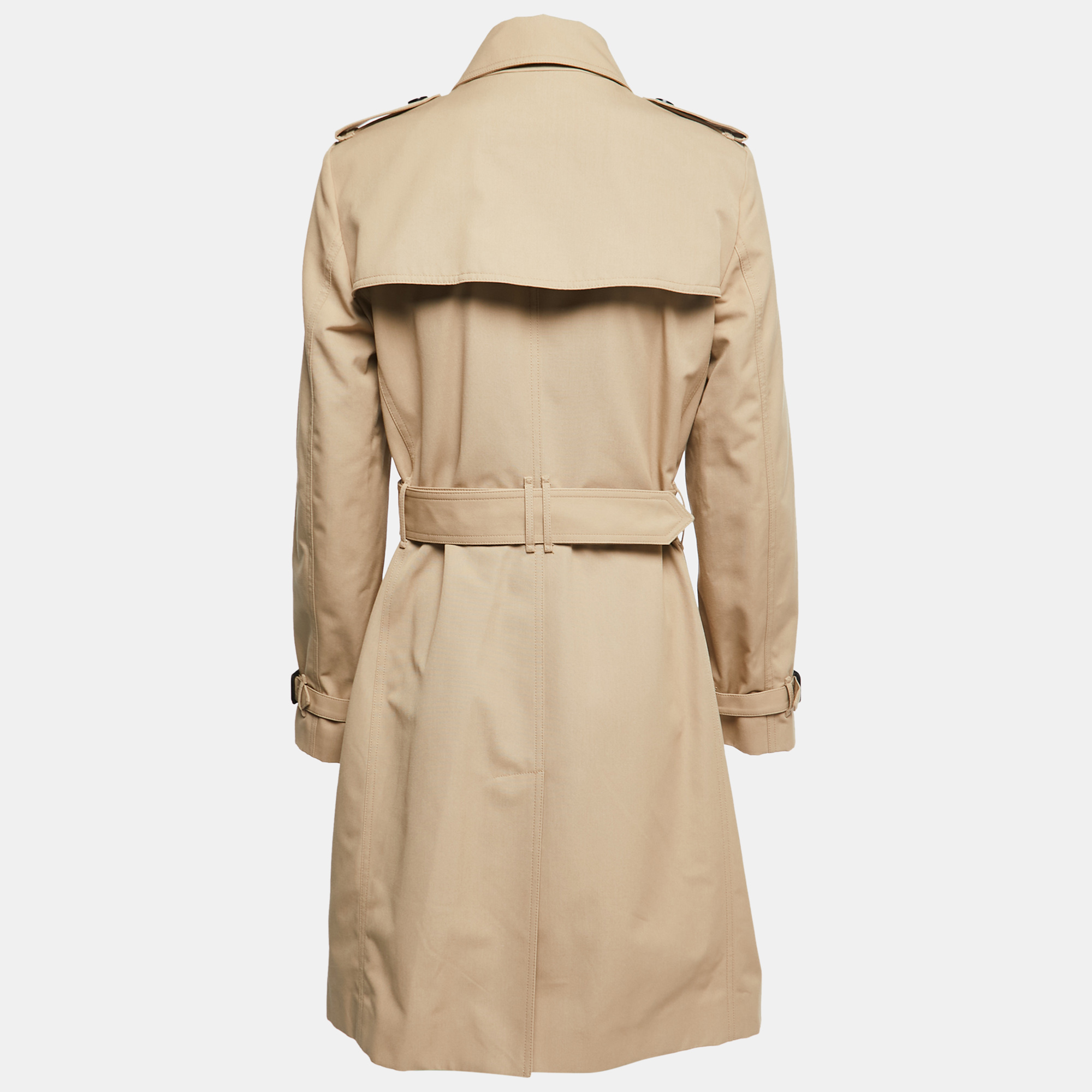 

Burberry Beige Gabardine Double-Breasted Belted Trench Coat