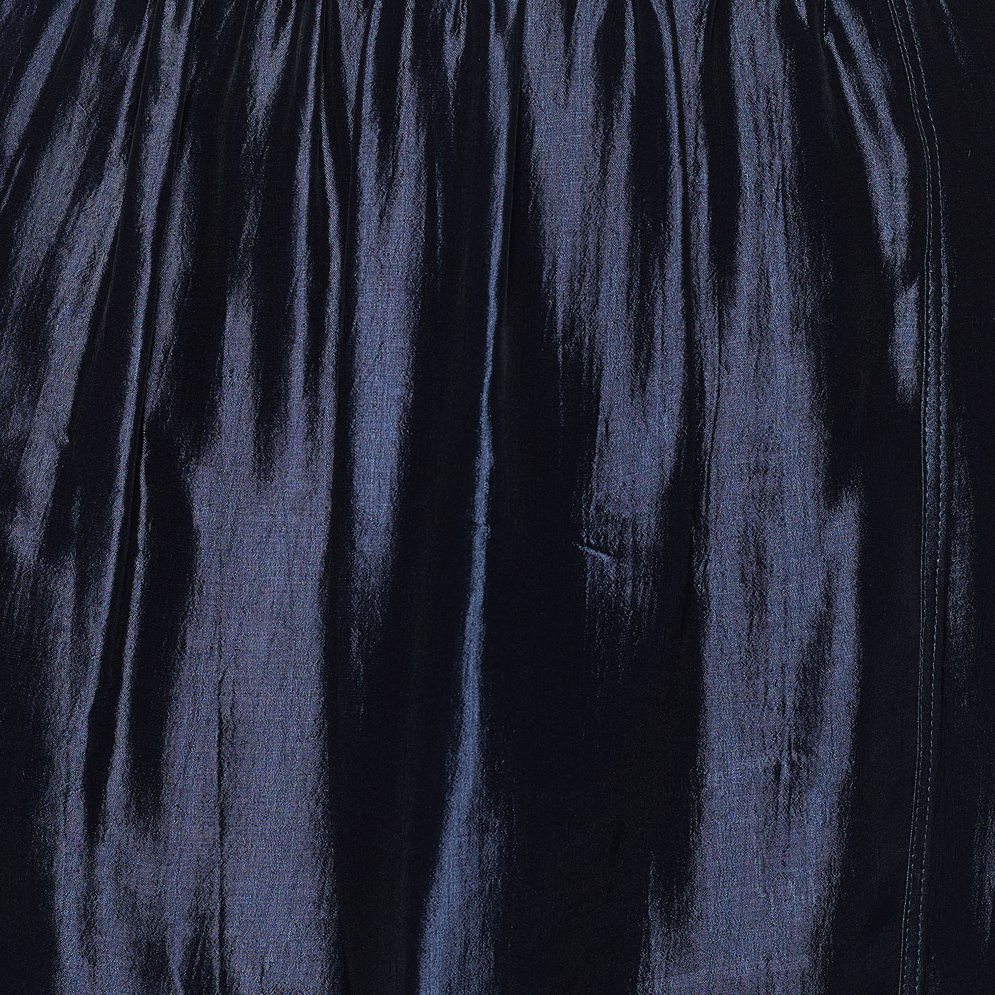 Burberry Navy Blue Silk Blend Textured Hem Detail Mini Skirt S