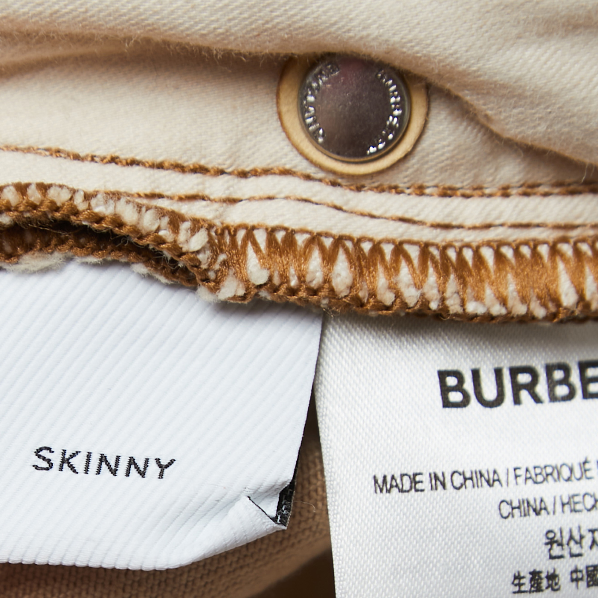 Burberry Beige Denim Slim-Fit Jeans M Waist 28