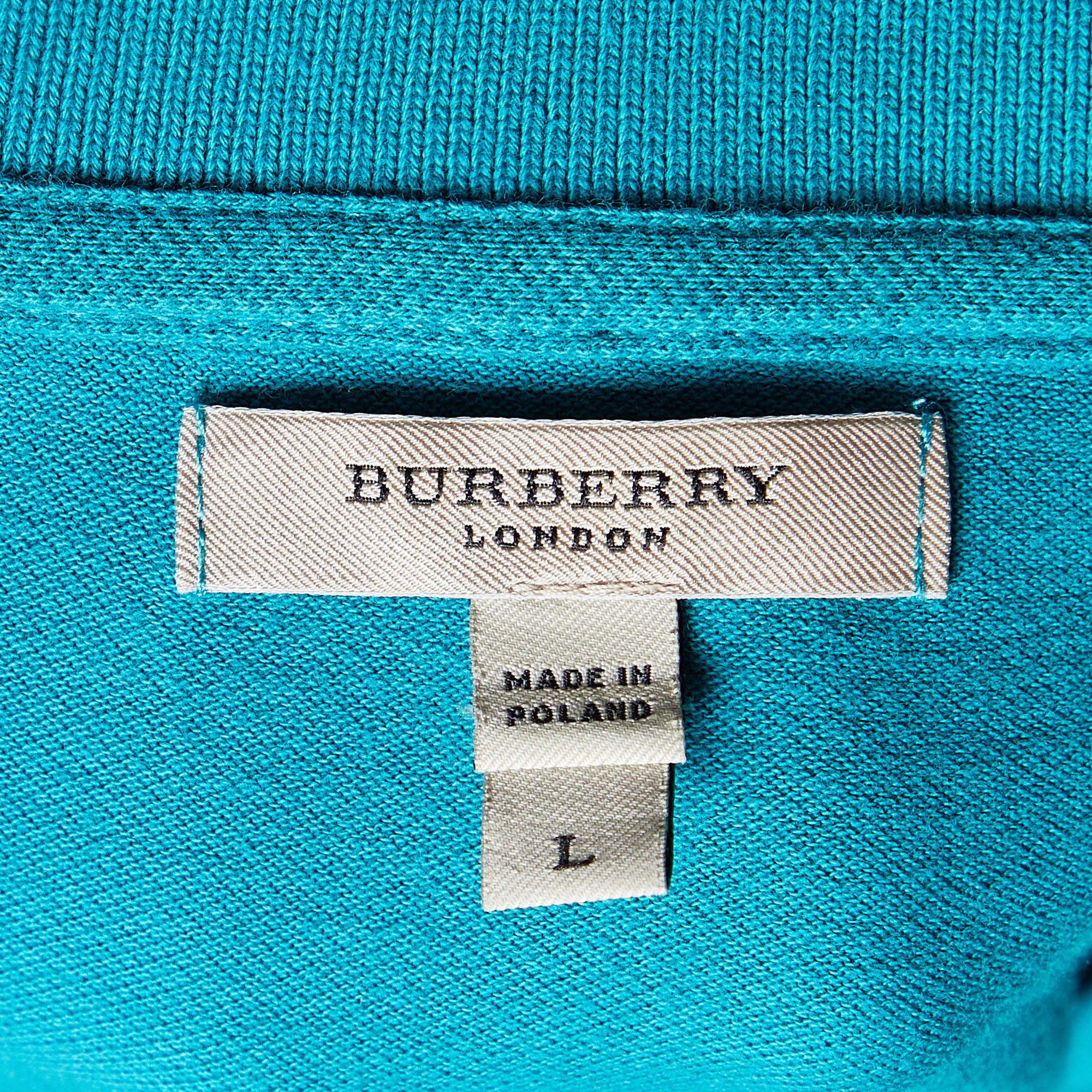 Burberry Green Cotton Pique Polo T-Shirt L