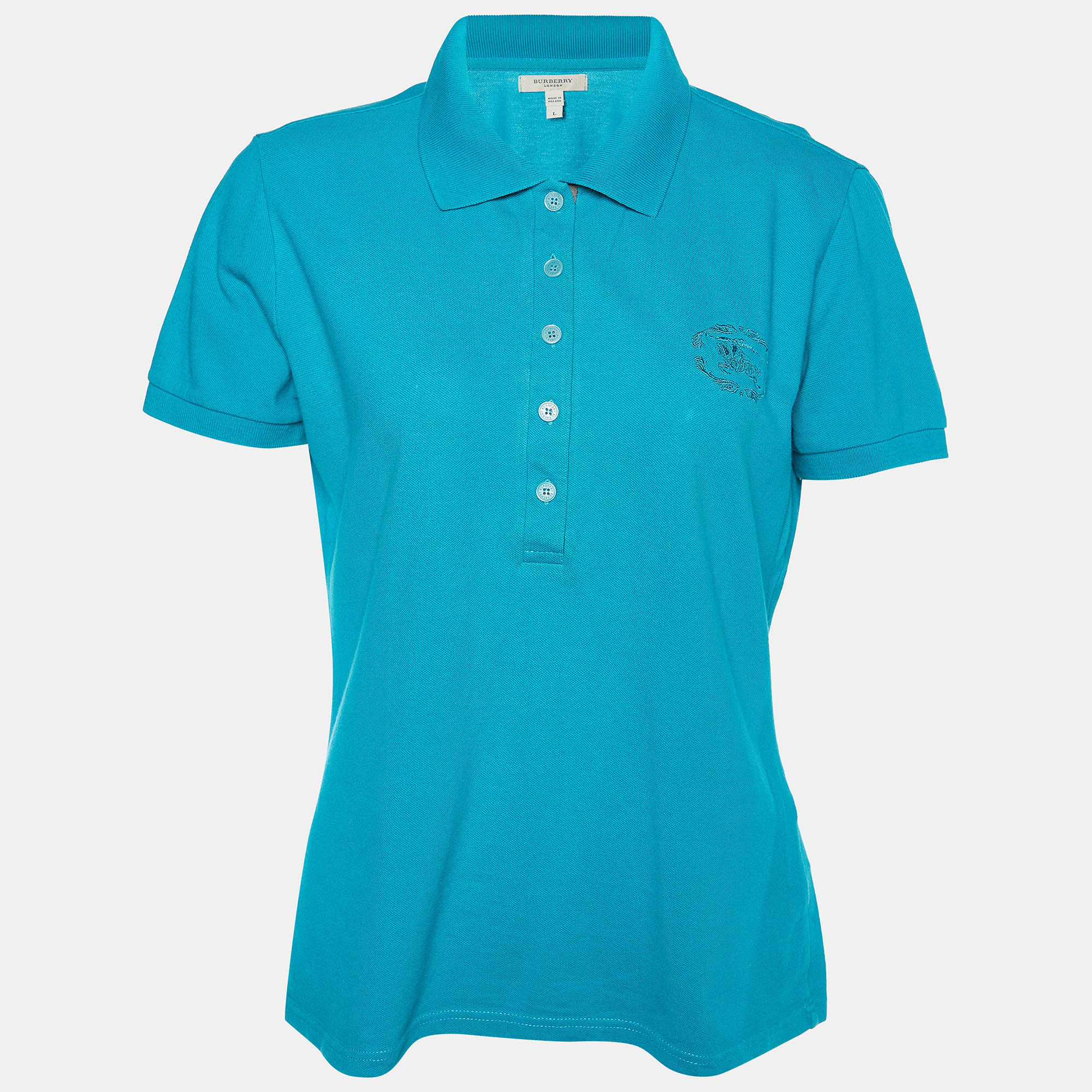 Burberry Green Cotton Pique Polo T-Shirt L
