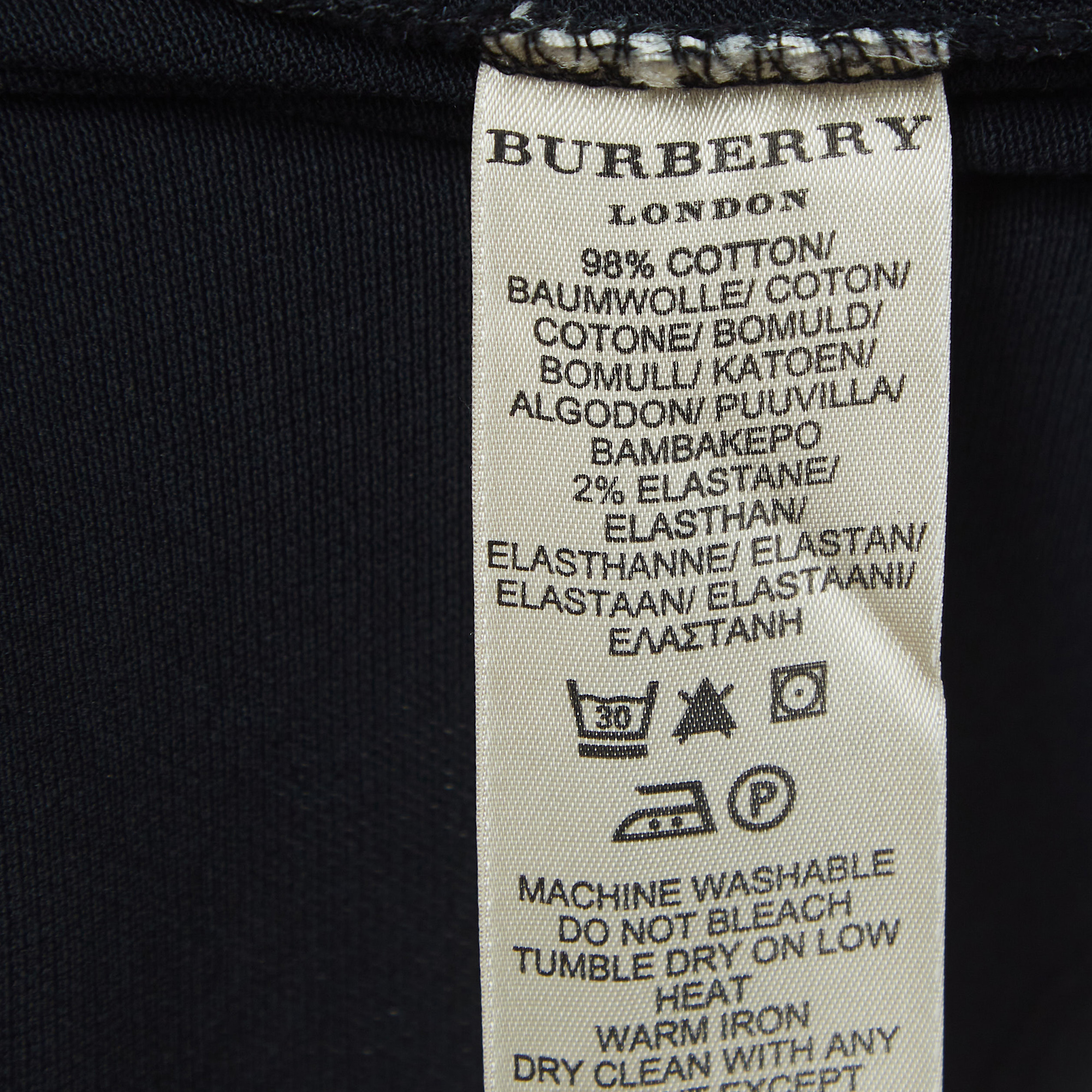 Burberry Black Cotton V-Neck Polo T-Shirt S