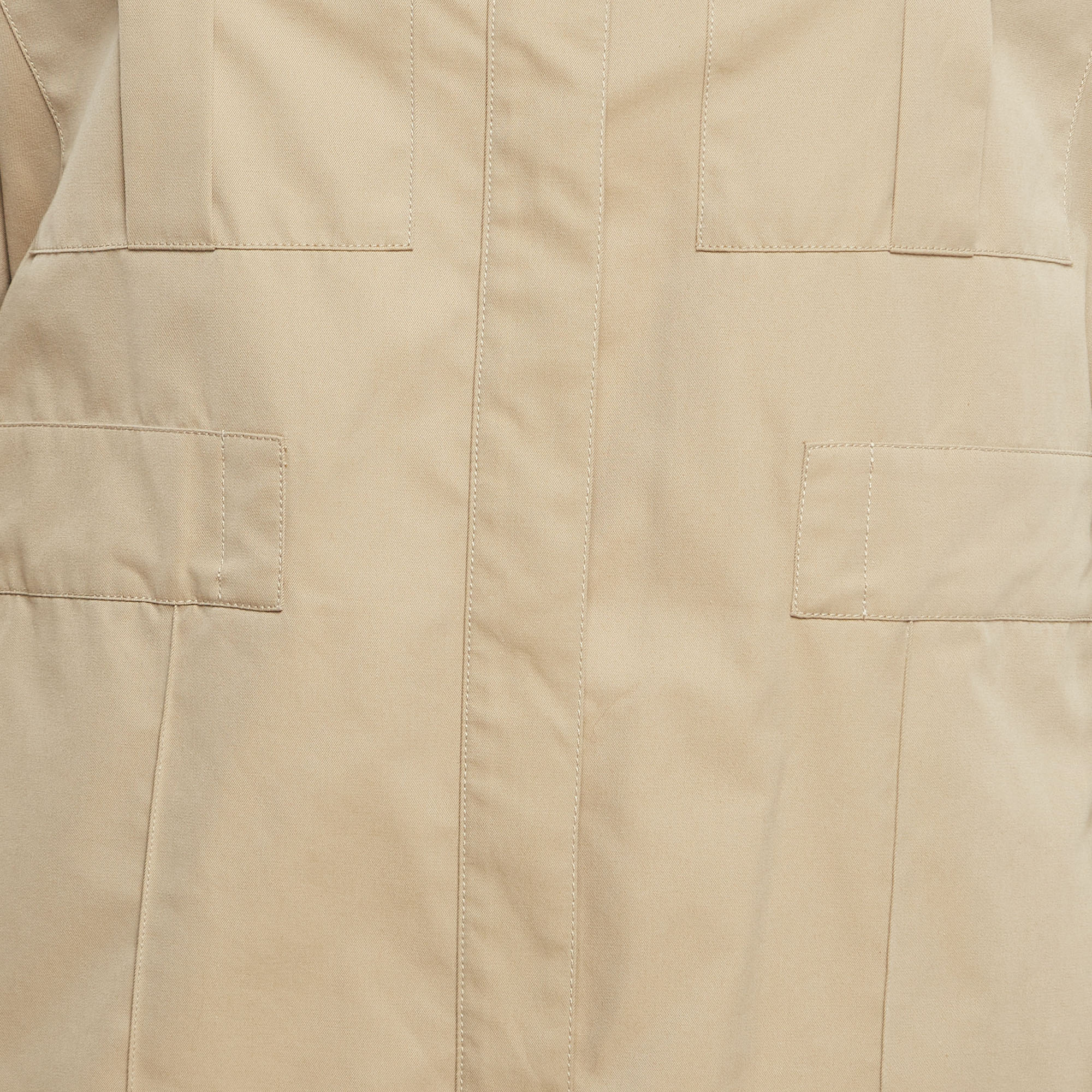 Burberry Beige Cotton Buttoned Long Sleeve Jumpsuit S