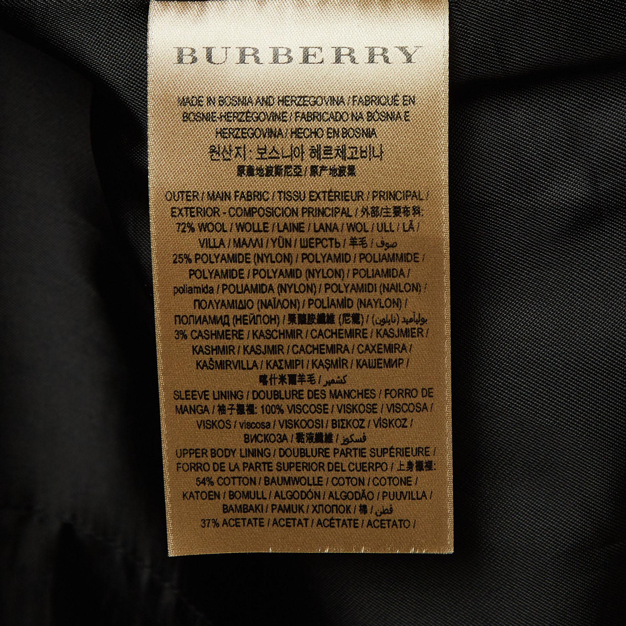 Burberry Black Wool Blend Single Breasted Belted Trench Coat S