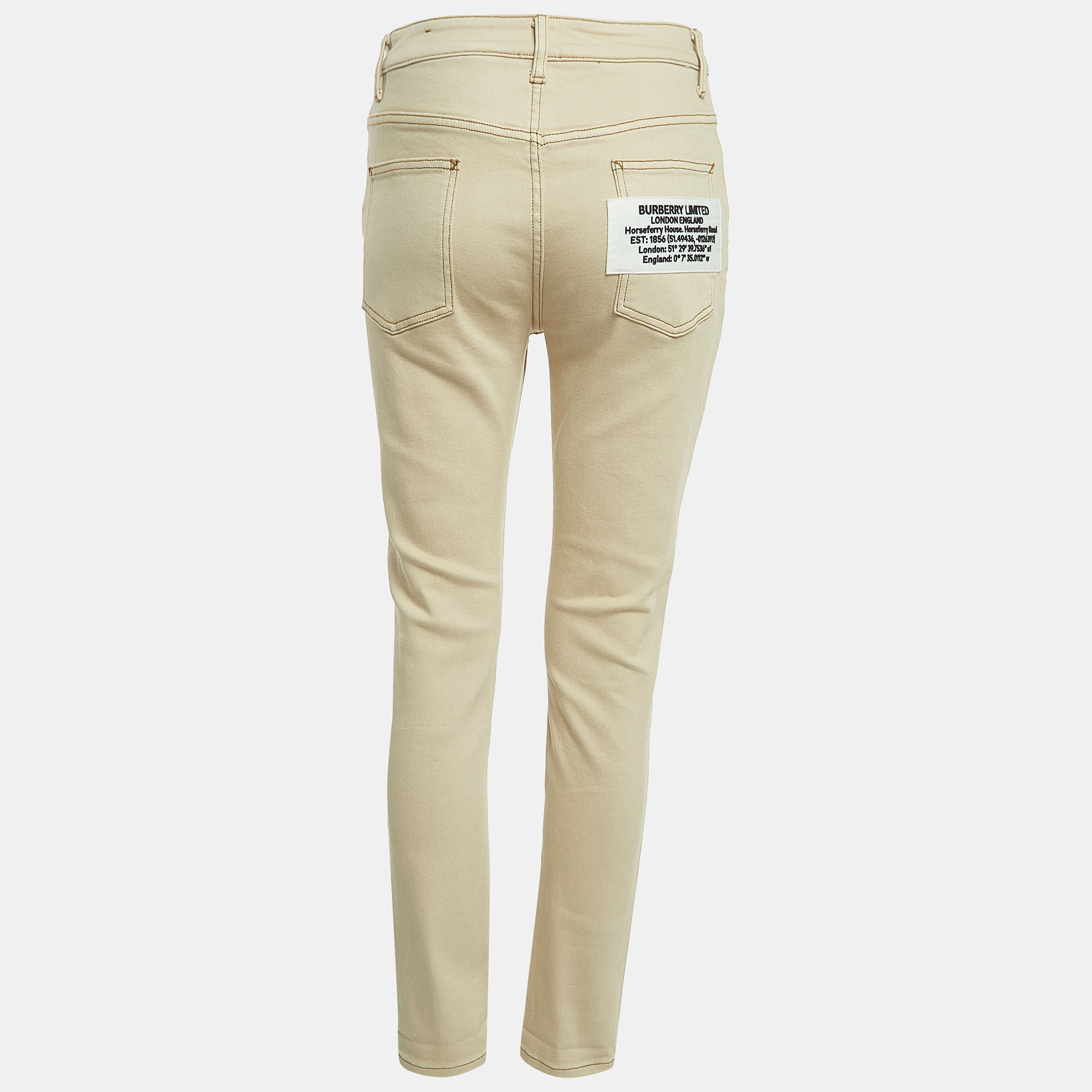 Burberry Beige Denim Pocket Detail Skinny Jeans S Waist 27