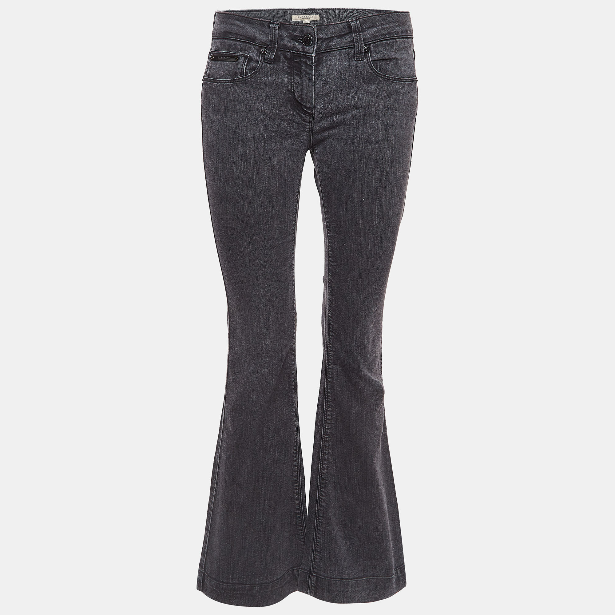 Burberry grey washed denim flared leg jeans m waist 30''