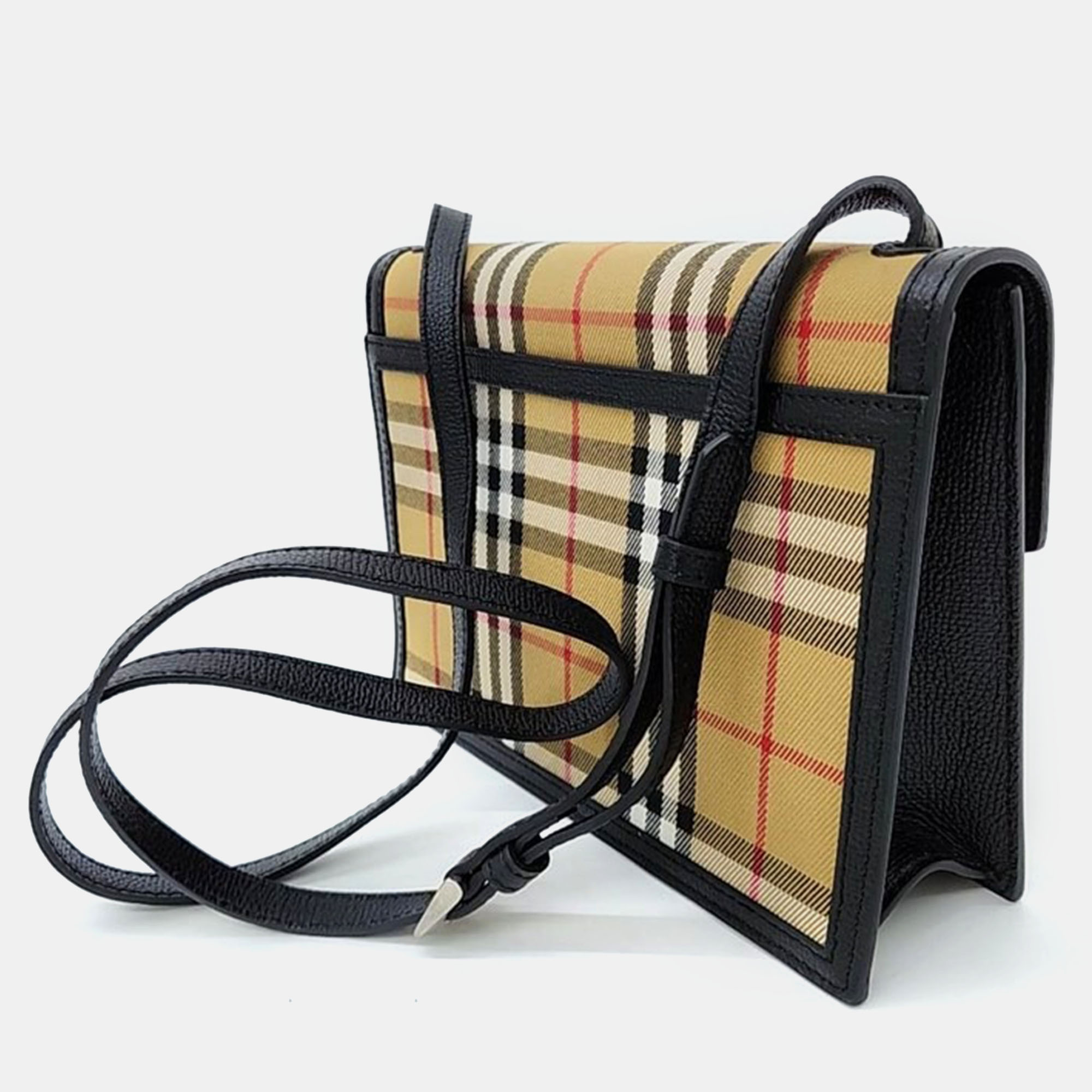 Burberry Vintage Check Canvas And Leather Small Macken Shoulder Bag