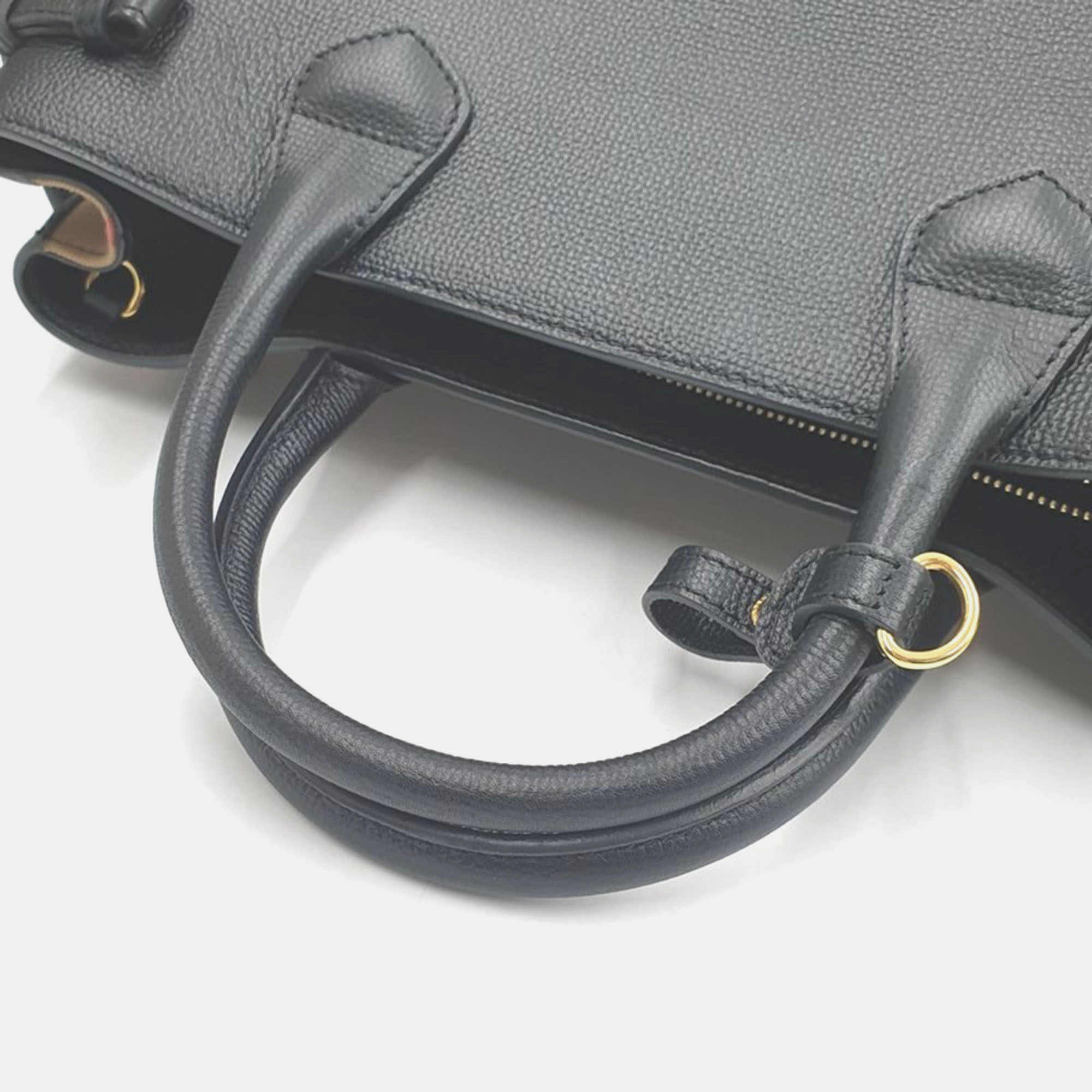 Burberry Black Leather Medium Banner Tote Bag