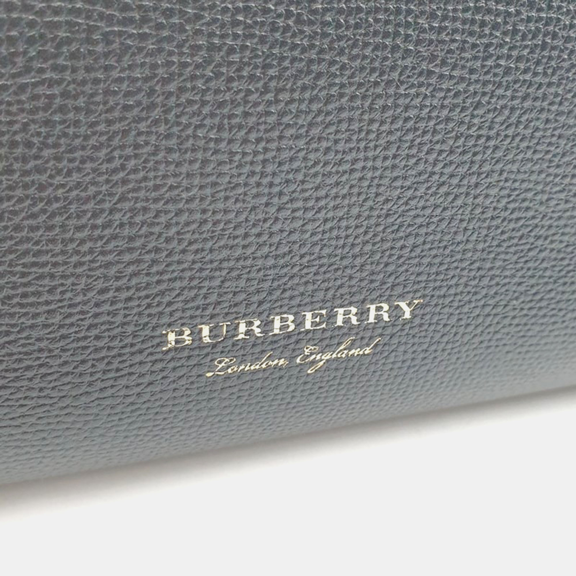 Burberry Black Leather Medium Banner Tote Bag