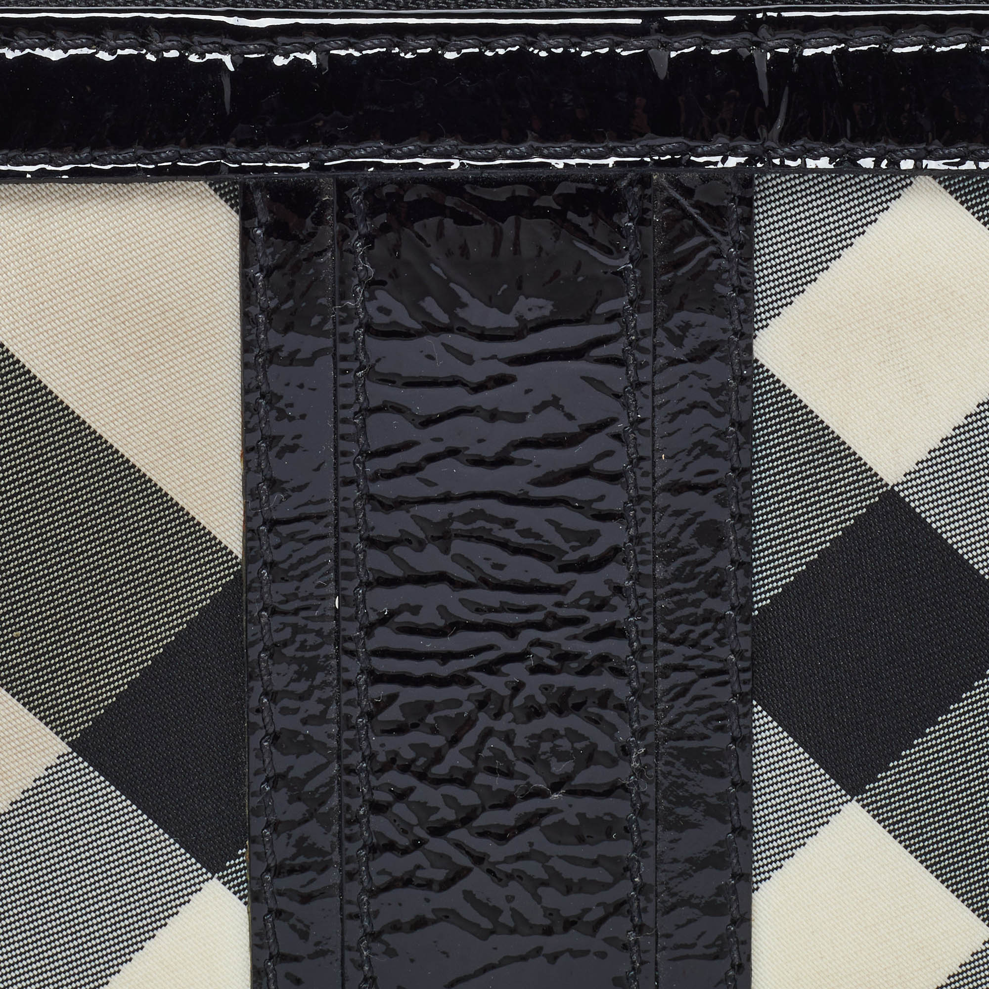 Burberry Grey/Black Patent Leather And Nylon Penrose Flap Wallet