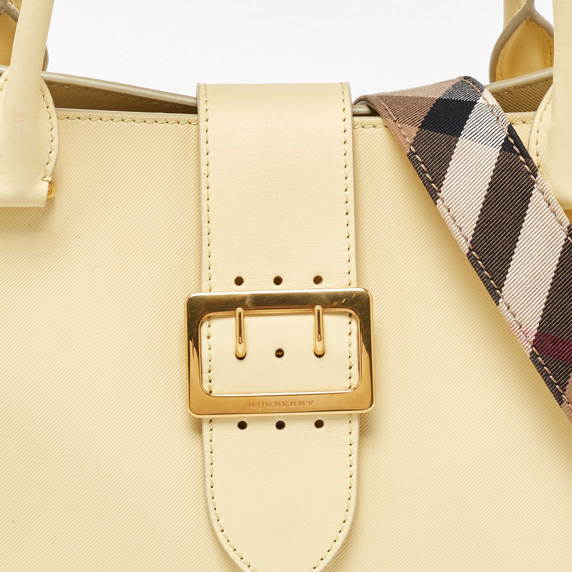 Burberry Yellow Leather Medium Buckle Tote