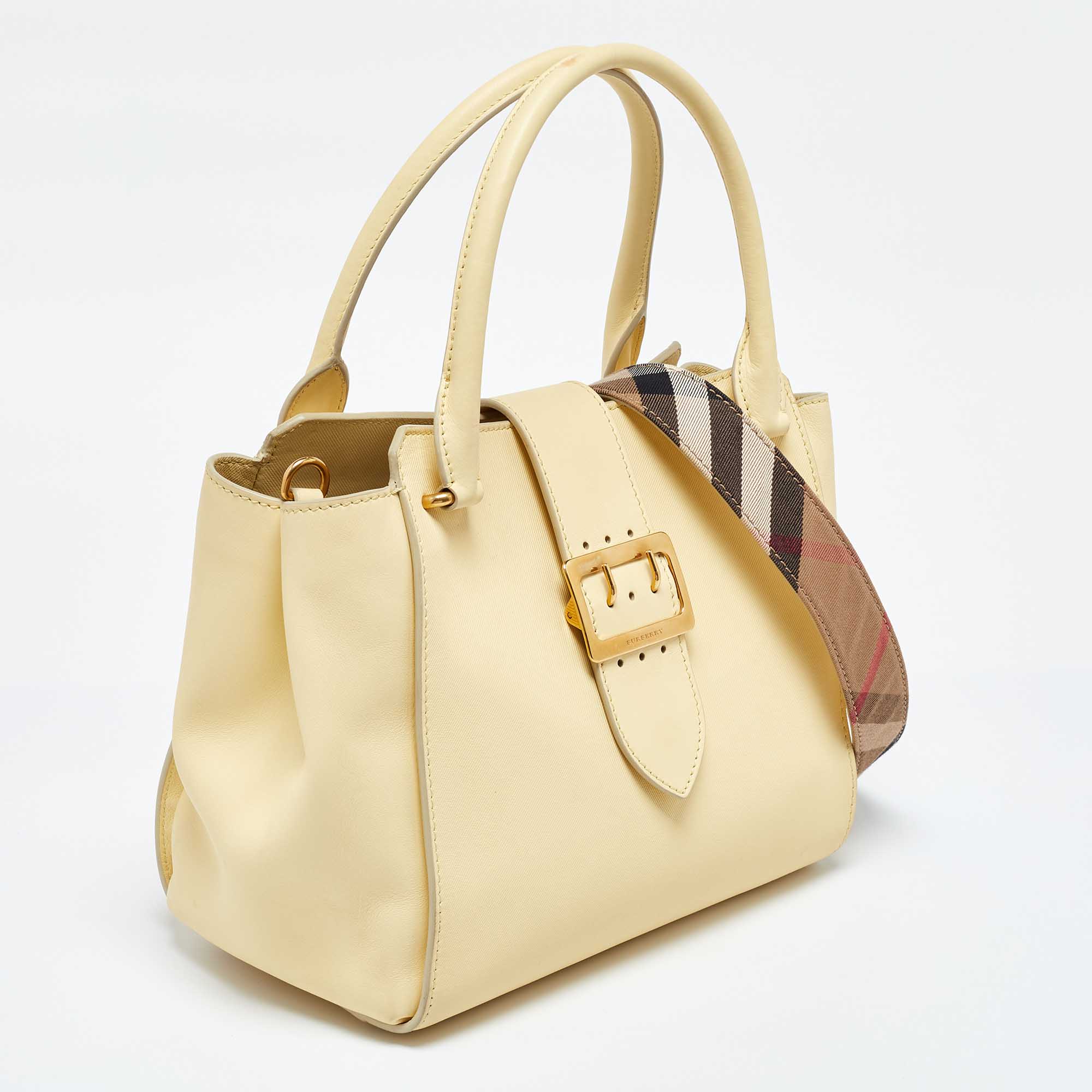 Burberry Yellow Leather Medium Buckle Tote