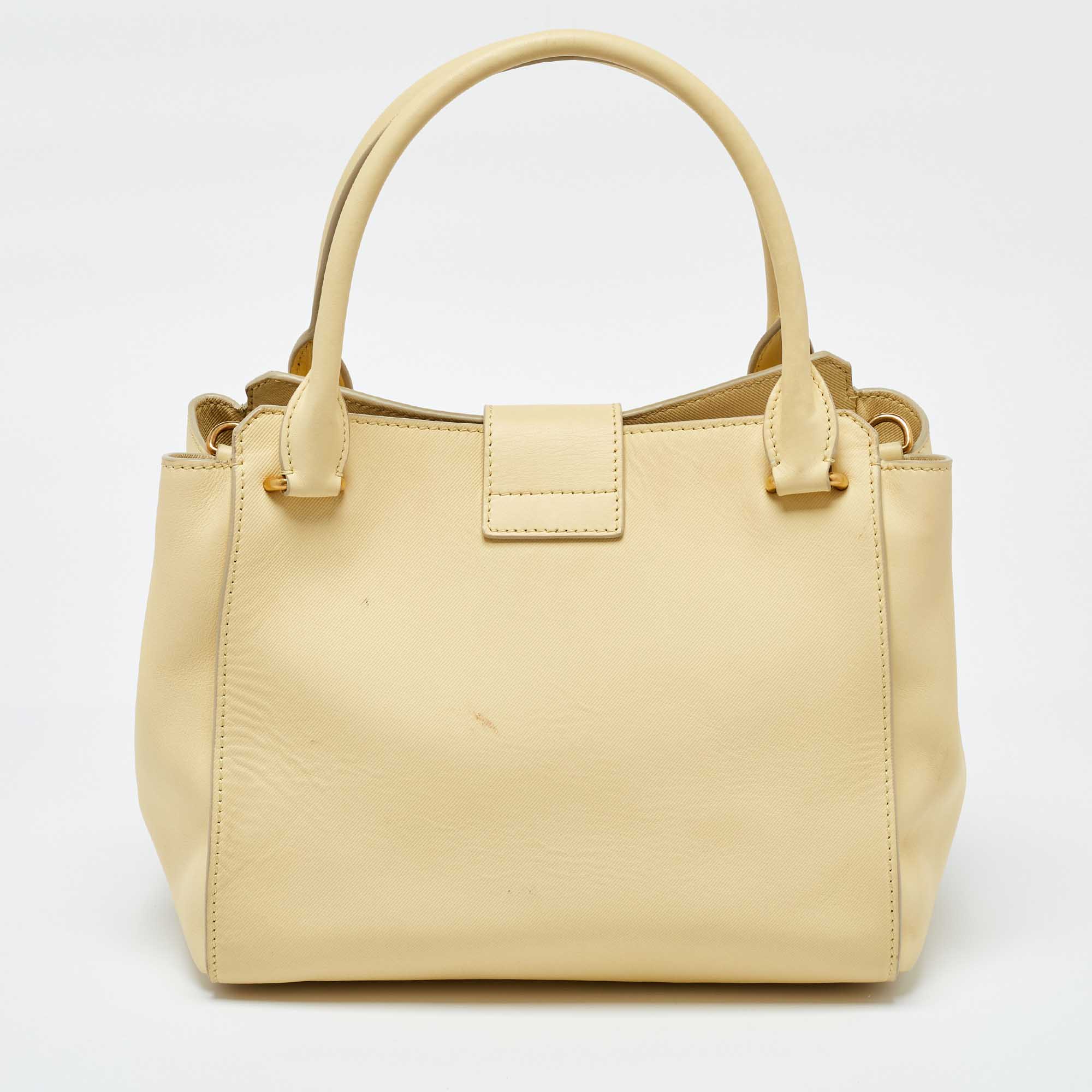 Burberry Yellow Leather Medium Buckle Tote