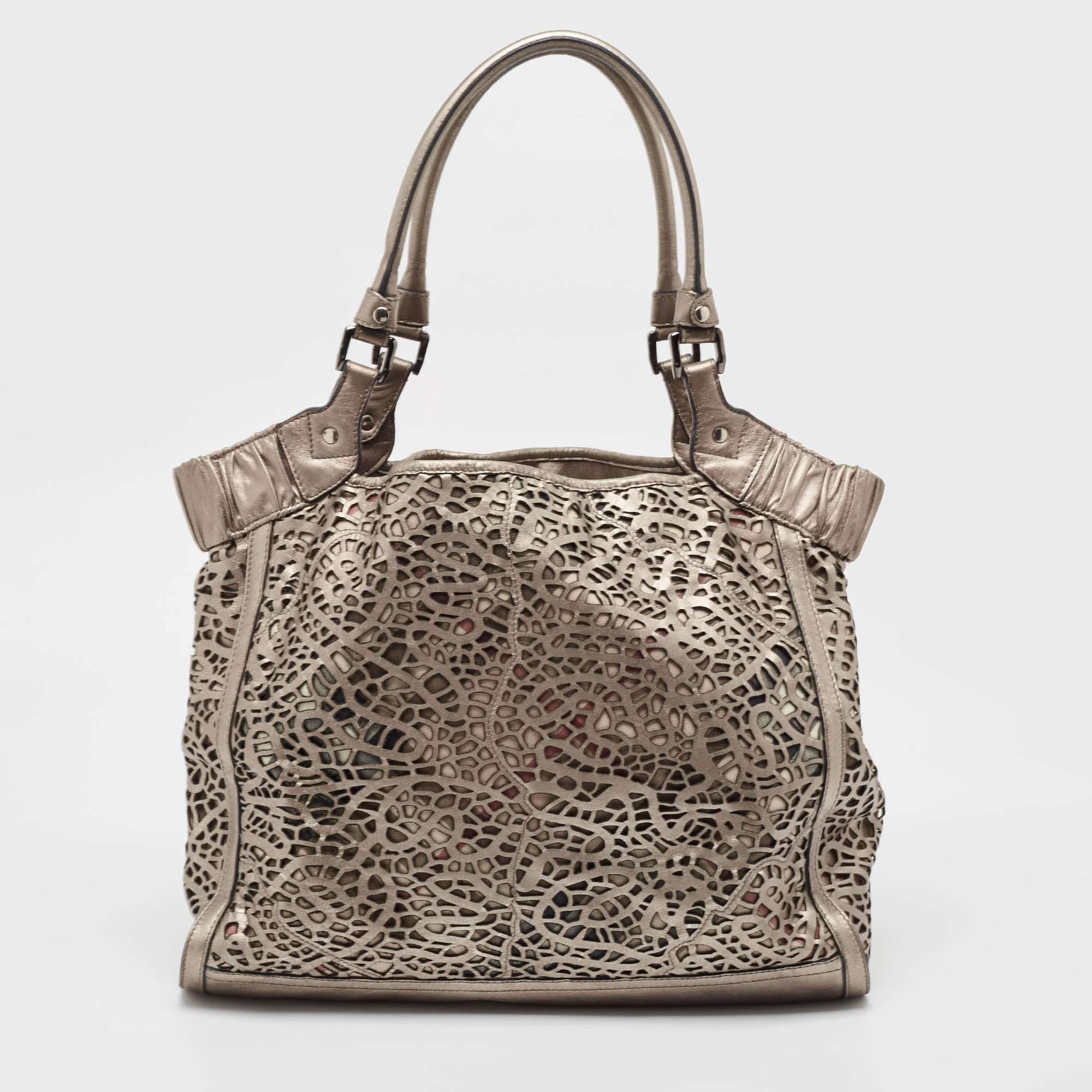 Burberry Metallic Laser Cut Leather And PVC Tote