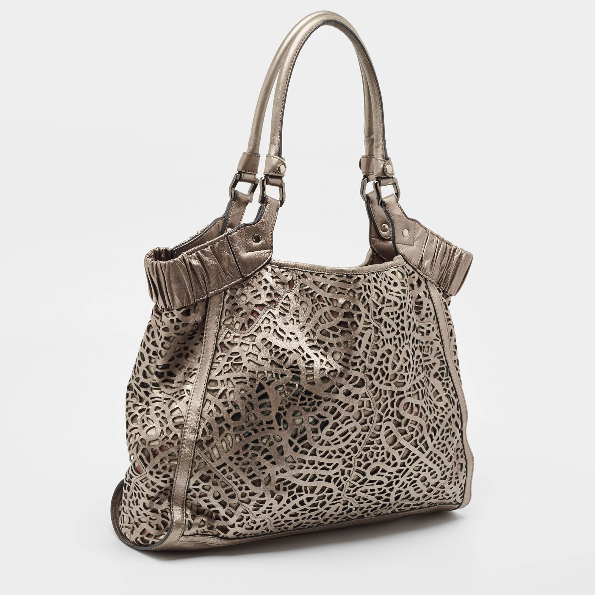 Burberry Metallic Laser Cut Leather And PVC Tote