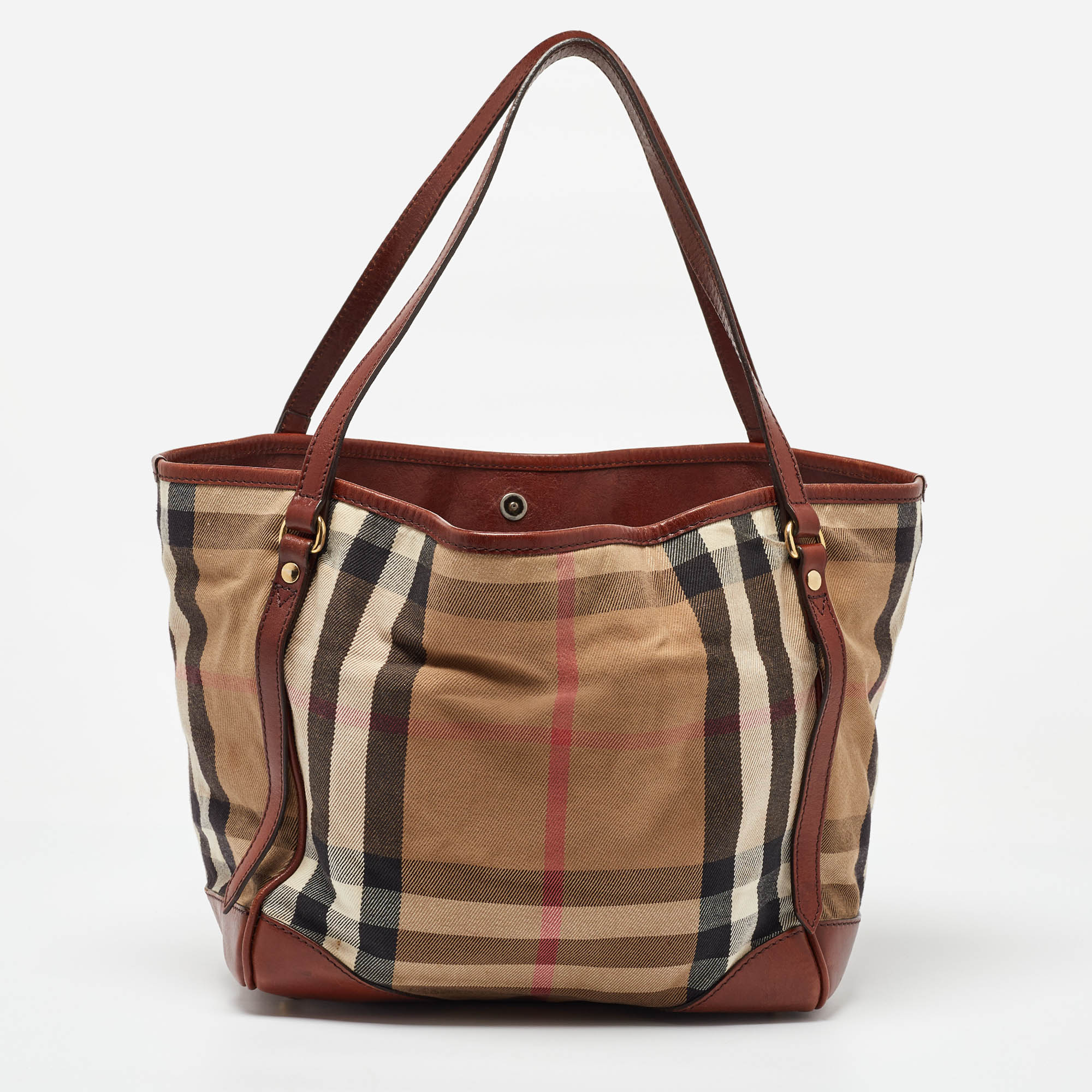 Burberry Brown/Beige House Check Canvas And Leather Canterbury Tote