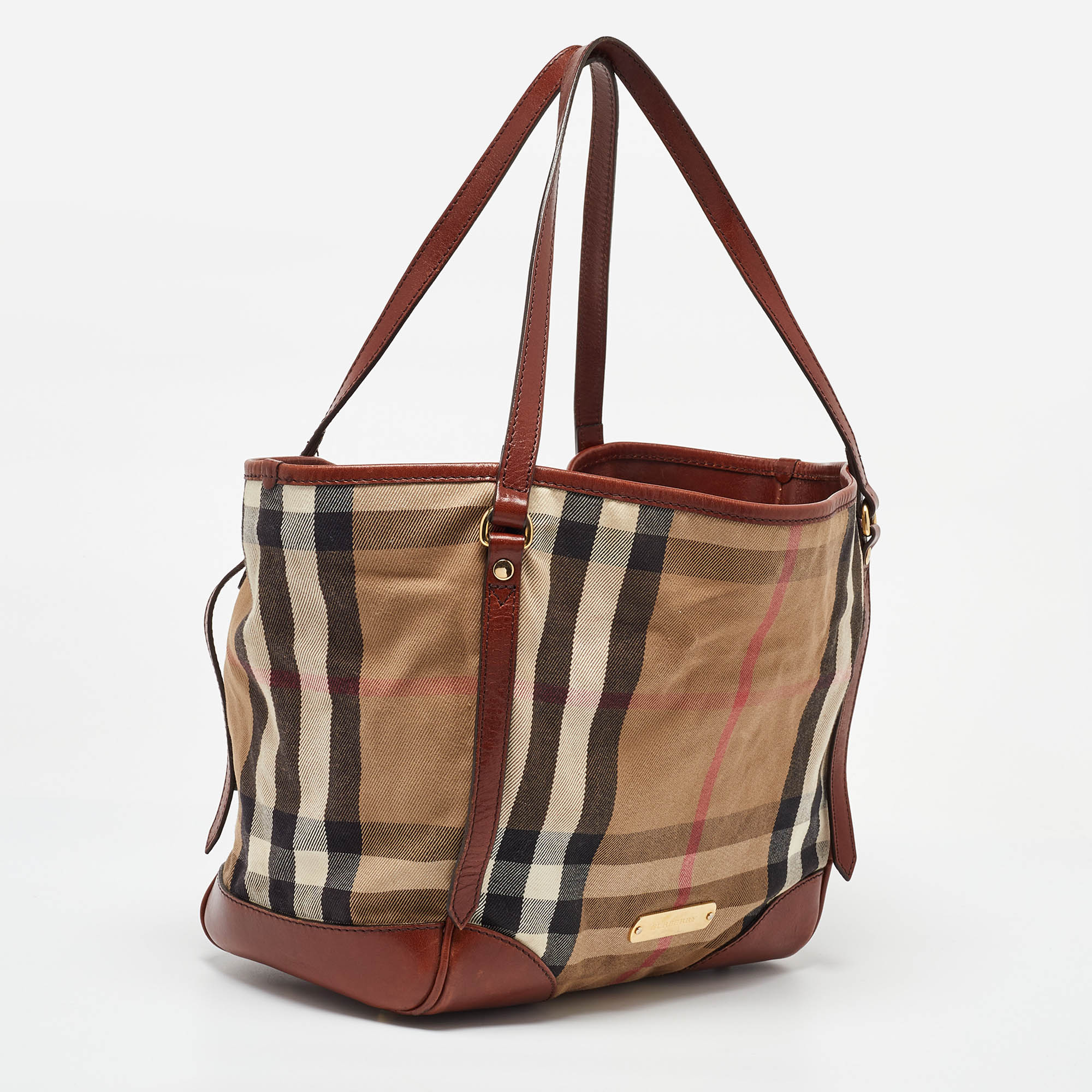 Burberry Brown/Beige House Check Canvas And Leather Canterbury Tote