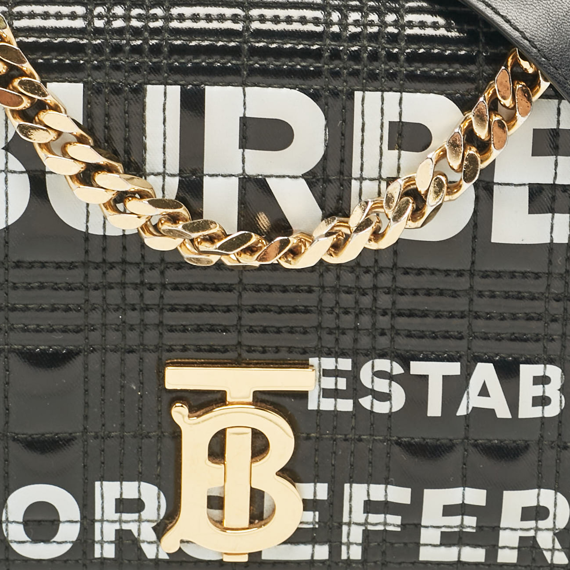 Burberry Black Quilted Coated Canvas Small Horseferry Lola Chain Shoulder Bag