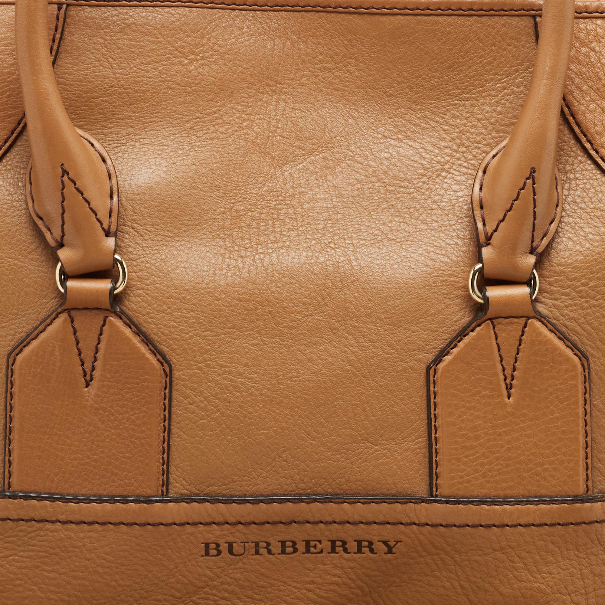 Burberry Brown Leather Top Zip Tote