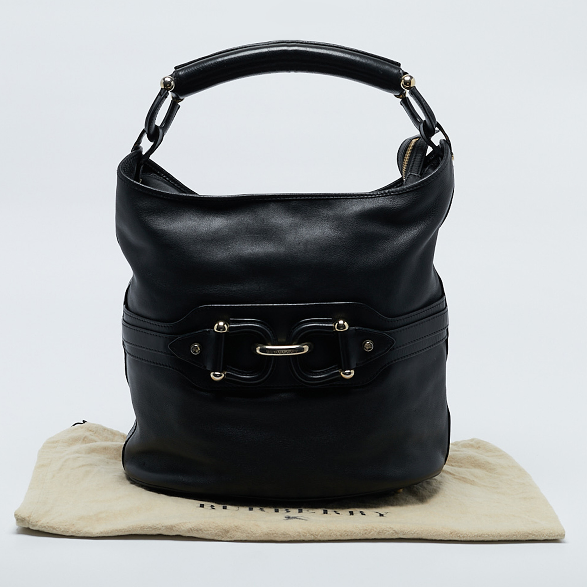 Burberry Black Leather Horsebit Hobo