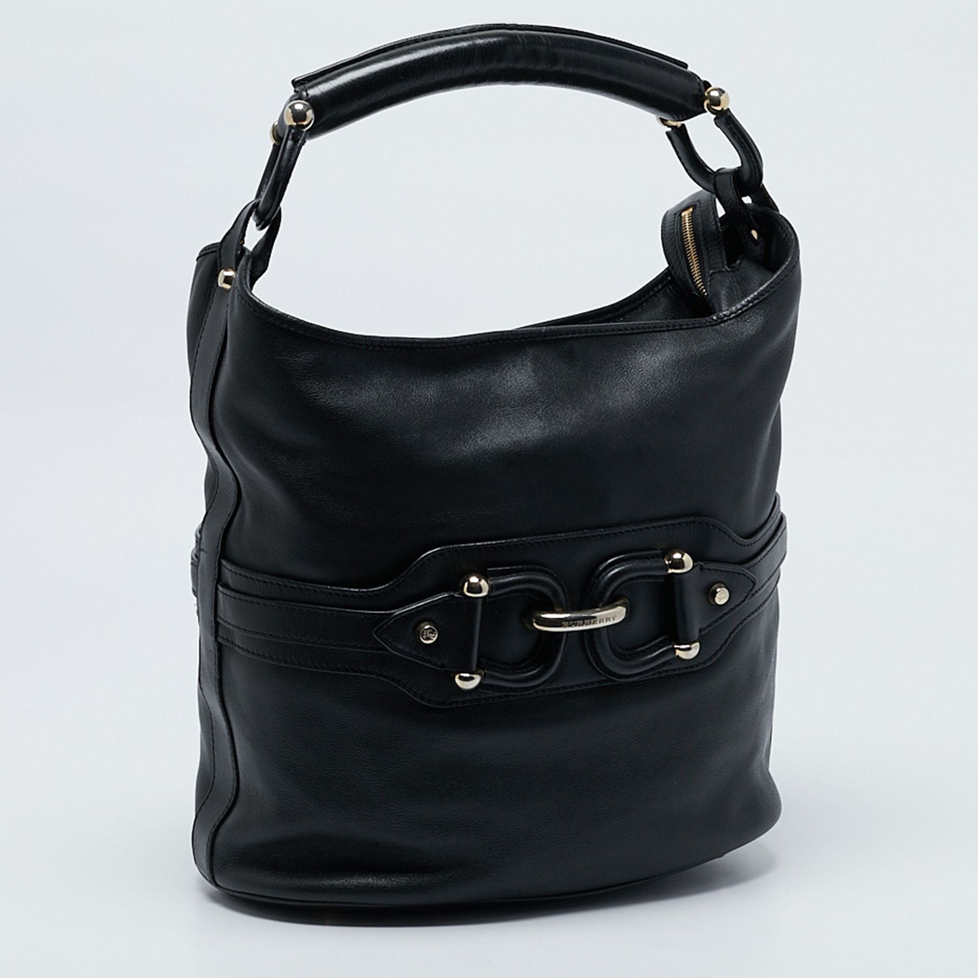 Burberry Black Leather Horsebit Hobo