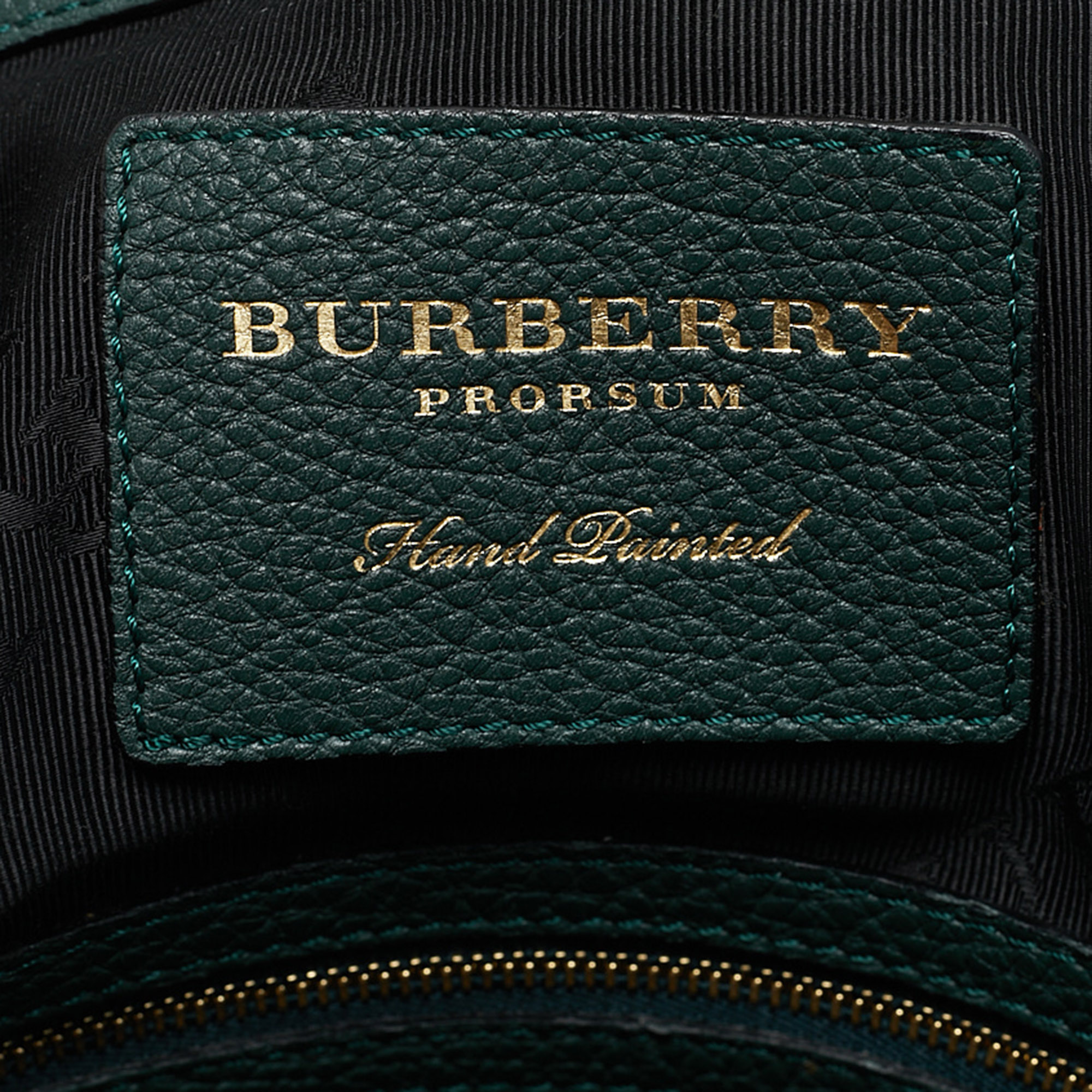 Burberry Dark Bottle Green Painted Leather Medium Bloomsbury Satchel